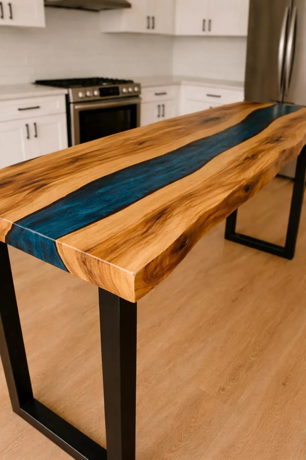 Live Edge Walnut Epoxy Bar Table | Blue Wave Custom Kitchen Island Top
