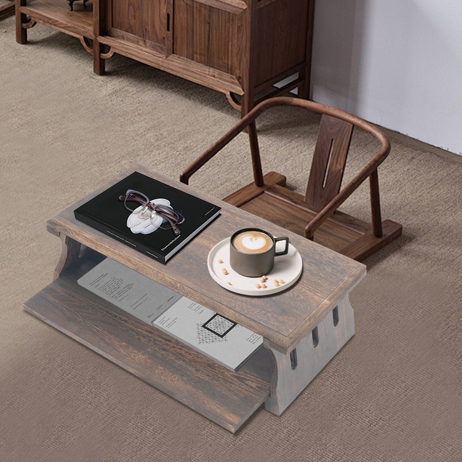 Japanese Floor Table Folding Coffee Table & Tea Table Wooden Altar Table 24″x12″