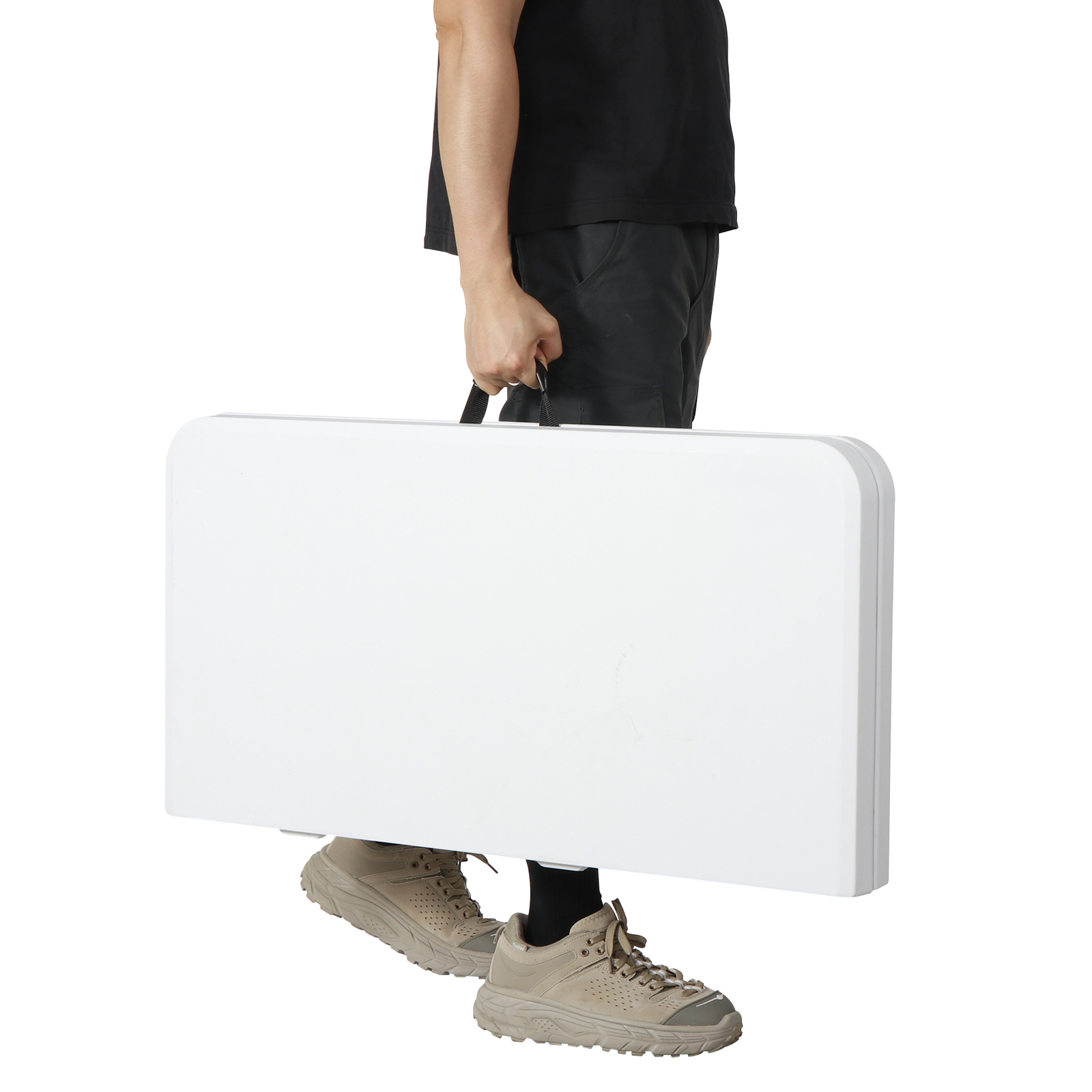 34″ Square Folding Card Table Fold-in-Half Utility Plastic Table w/Carry Handle