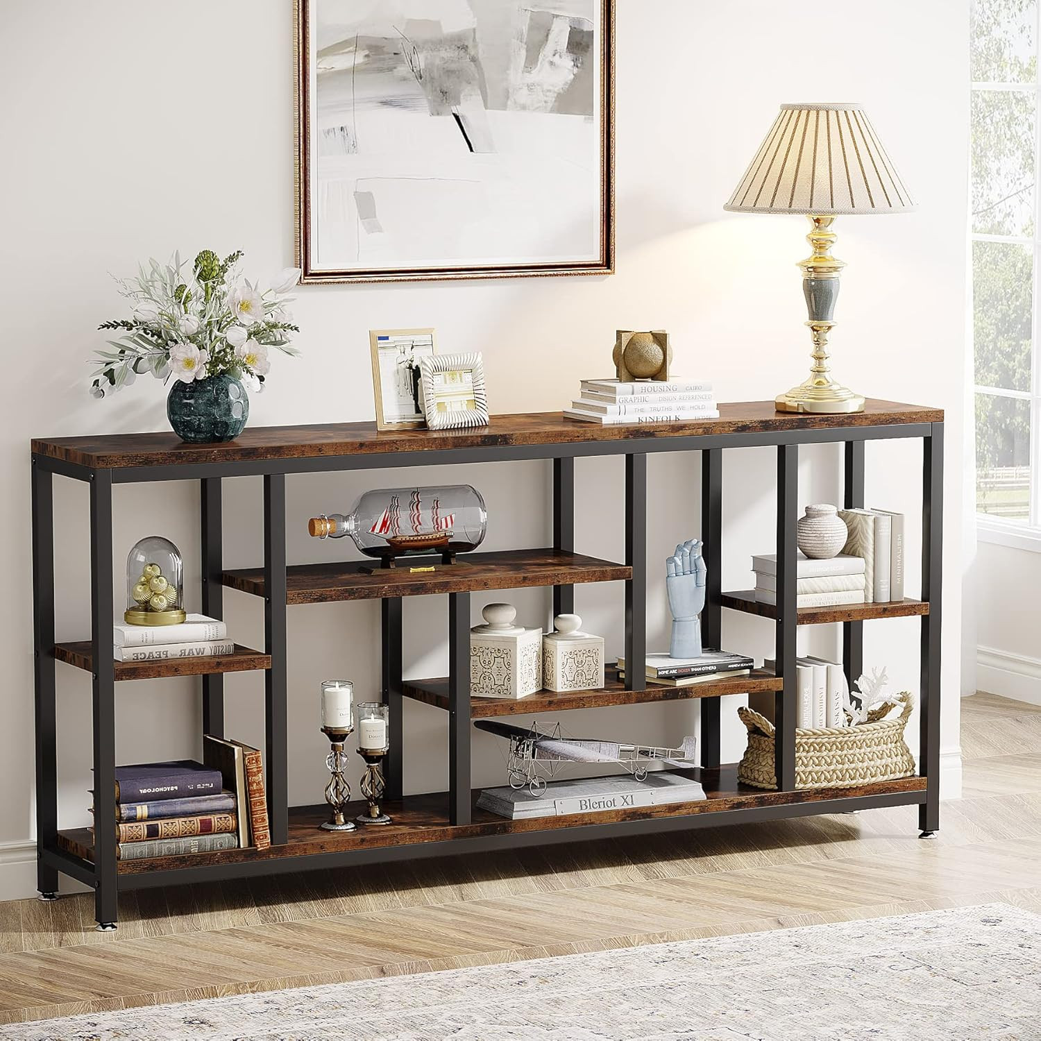 Tribesigns Console Sofa Table, 70.9 Inch Extra Long Table behind Couch with Stor
