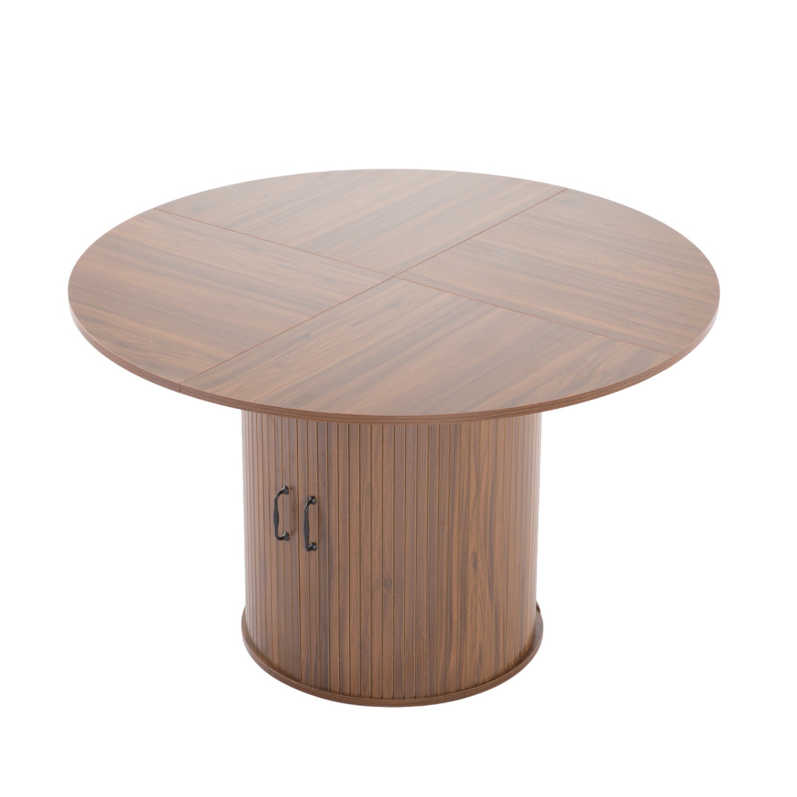 Extendable Round Dining Table Walnut Oval Kitchen Table Seats 4-6