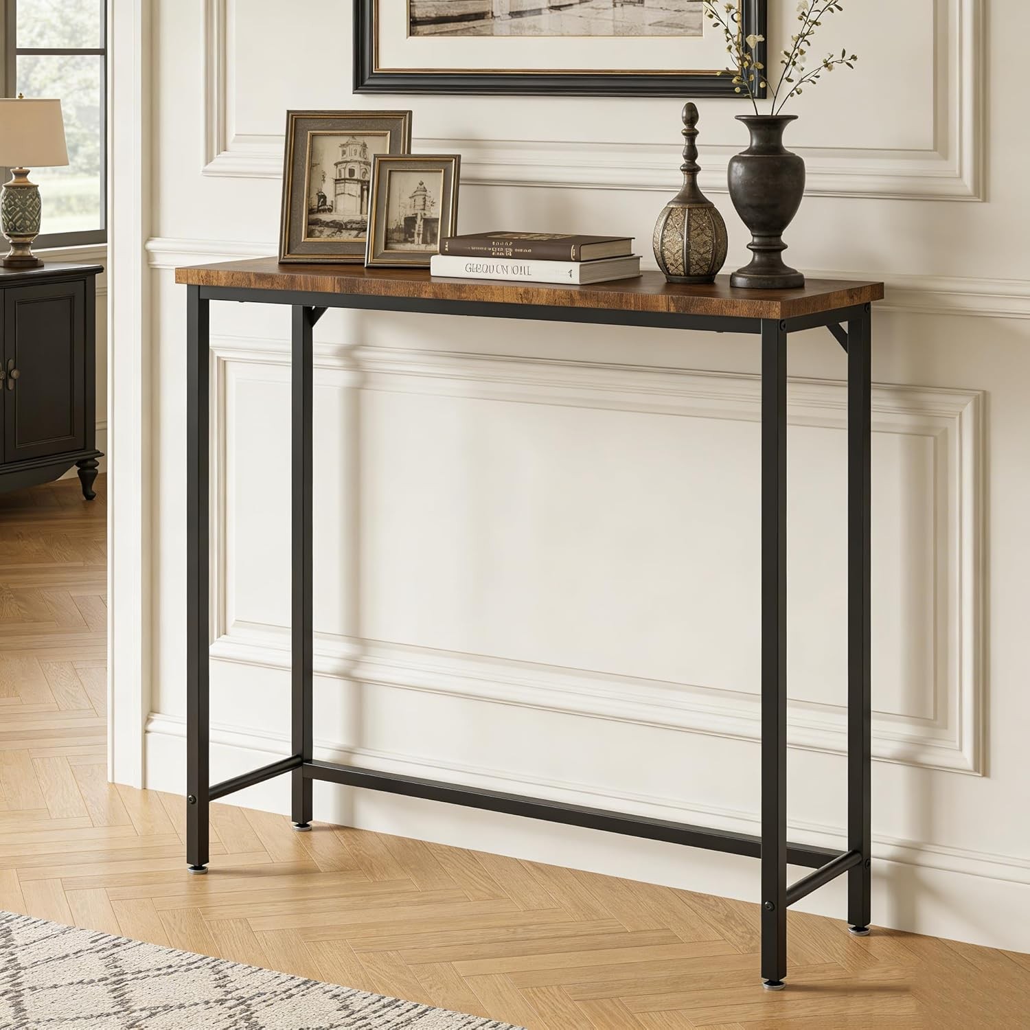 Narrow Entryway Console Table & Sofa Side Table Industrial Hallway Table Small
