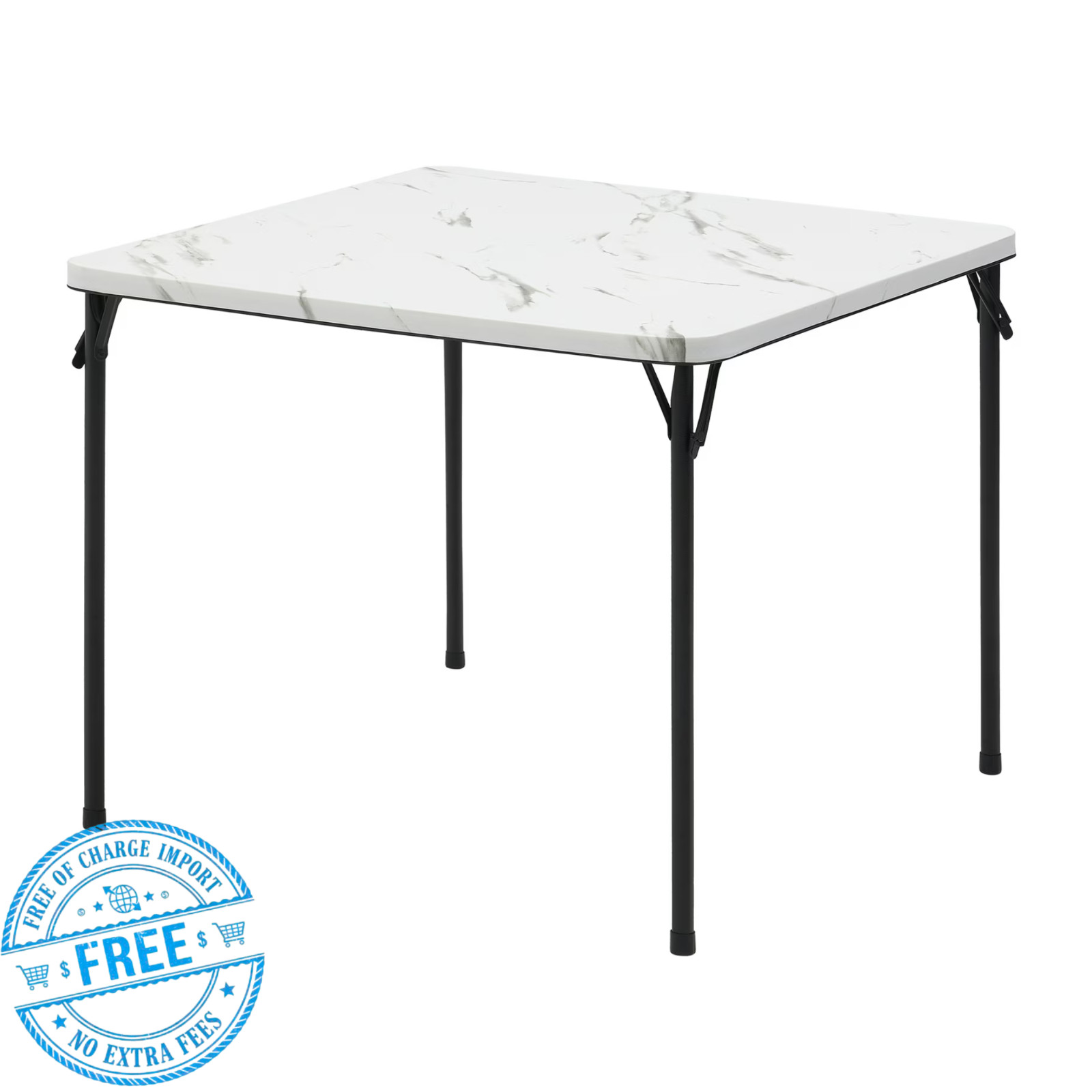 Mainstays 34inch Straight Top Folding Table, Card Table, Marble White, Free Ship