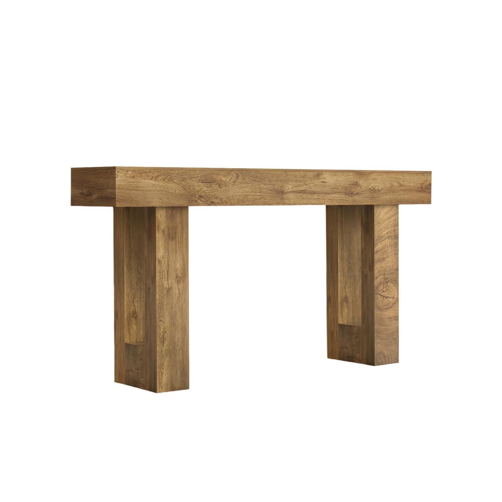 Natural Wood Grain Console Table Rustic Farmhouse Design Sturdy Structure for