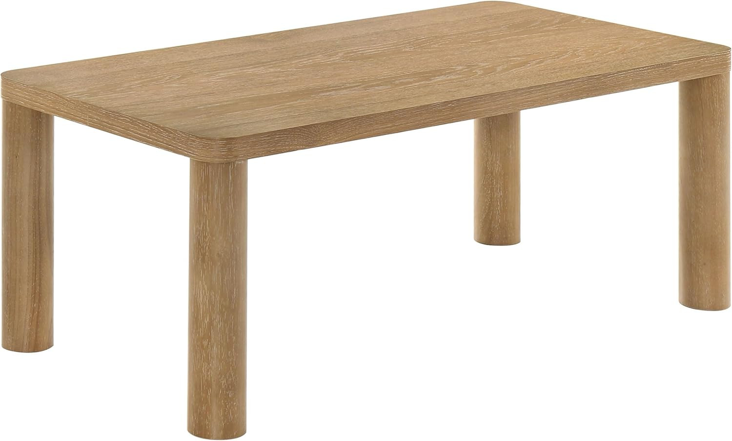 Light Oak Rectangular Coffee Table with Stylish Cylindrical Legs