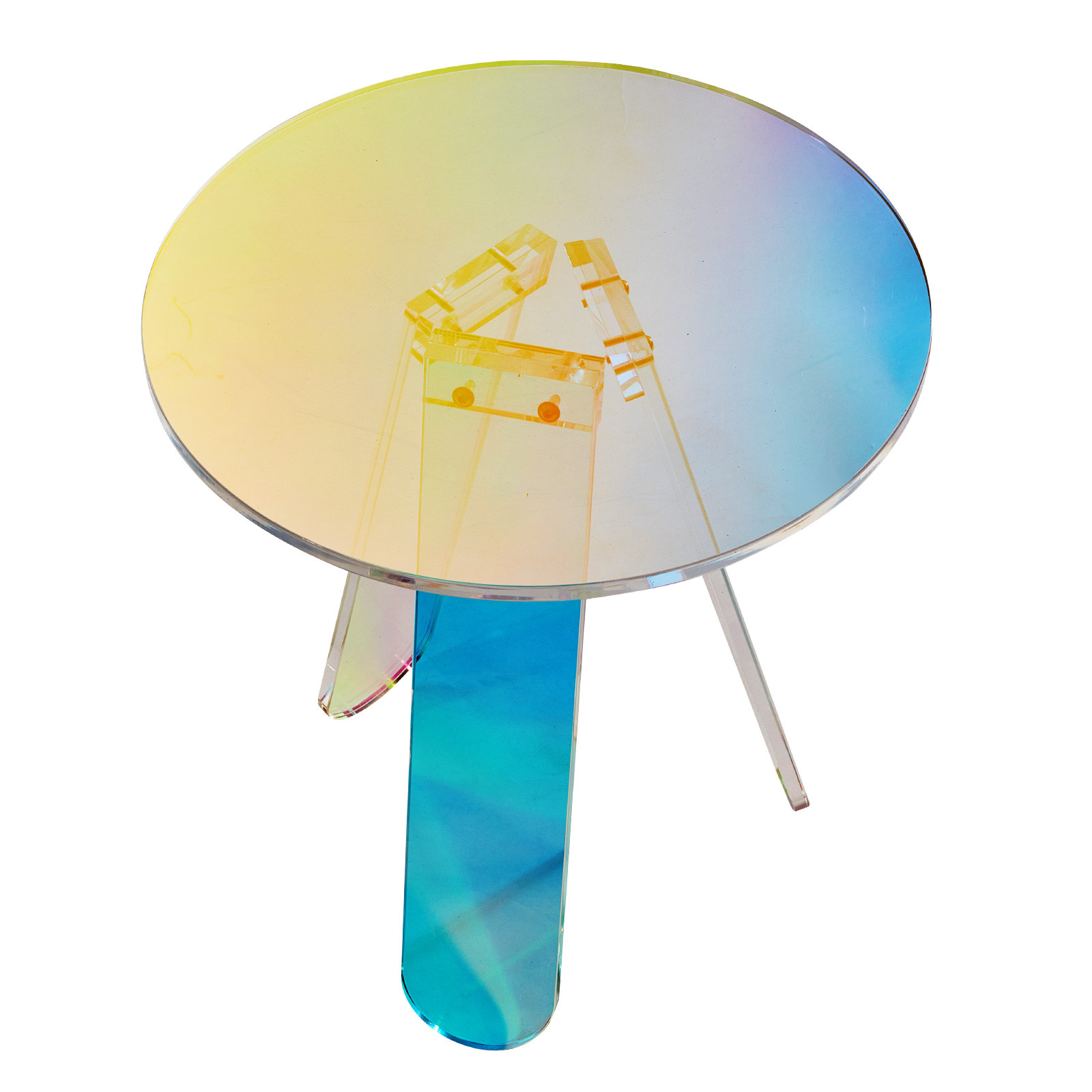 VEVOR Round Iridescent Side Table Clear Rainbow Acrylic End Tabl Living Room