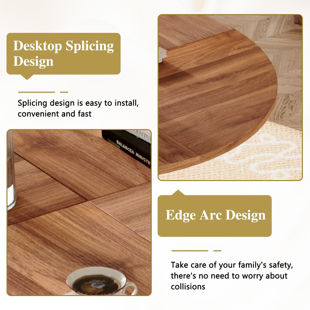 47.3″ Circular Dining Table, Walnut MDF Top, Black Hourglass Metal Base, for 4-6