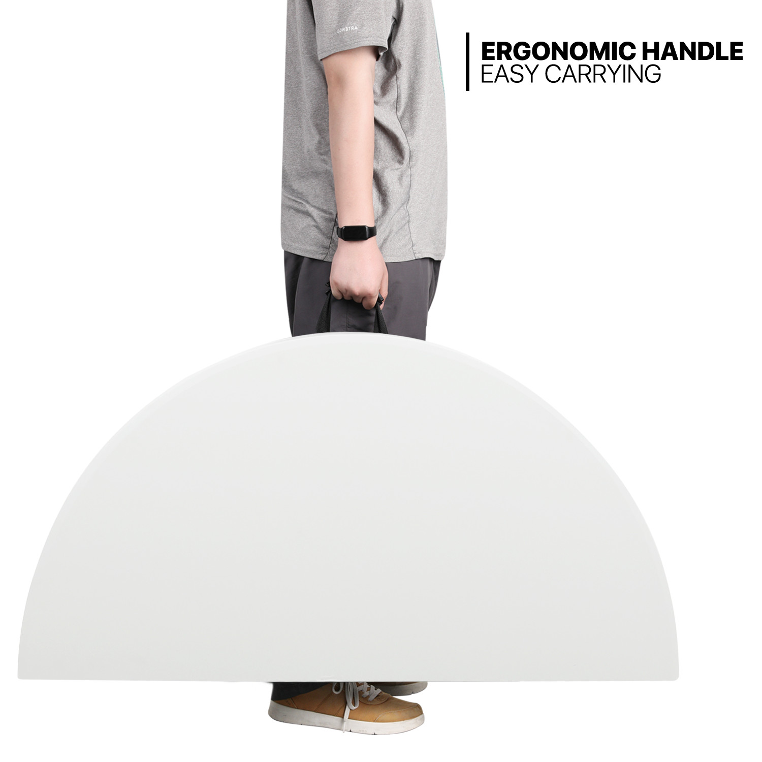 White [4 FT FOLDABLE ROUND TABLE] Party Gathering Portable Dining Desk w/Handle