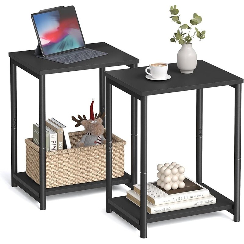 Industrial Style Slim Side Tables Set End Tables Living Room & Bedroom Storage