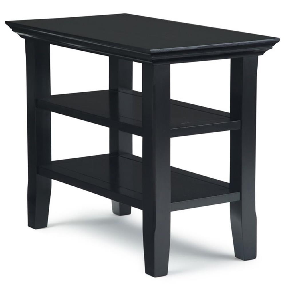 Simpli Home Acadian Wood 14″ Rectangle Transitional Narrow Side Table in Black