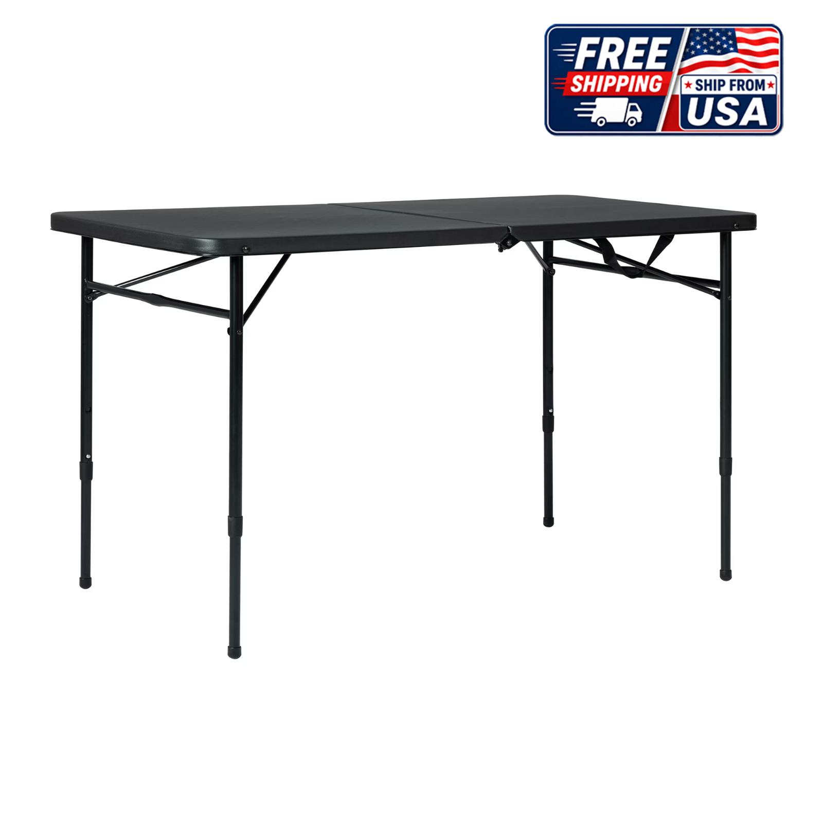 Mainstays 40″ Adjustable Height Centerfold Folding Table, Black