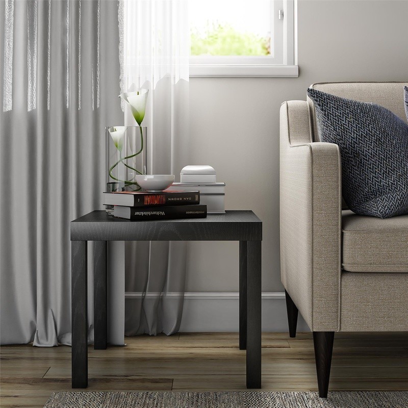 Parsons End Table Minimalist Square PVC Wood Water Resistant Indoor Furniture US