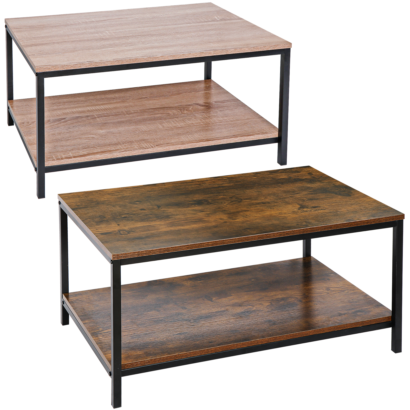 31″ Coffee Table Rectangular Coffee Table w/Storage Shelf Natural/Wood Color