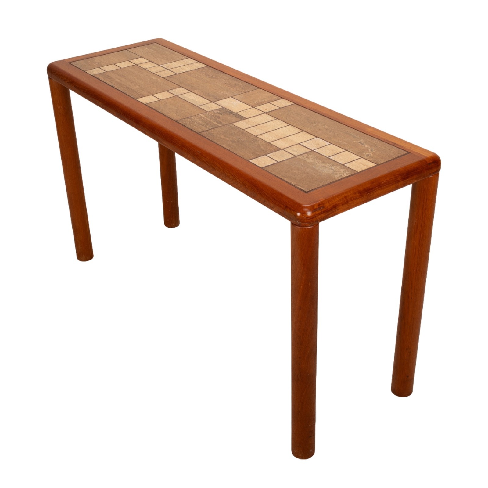 1970s Haslev Teak Console Table With Ceramic Tile Top – Made in Denmark