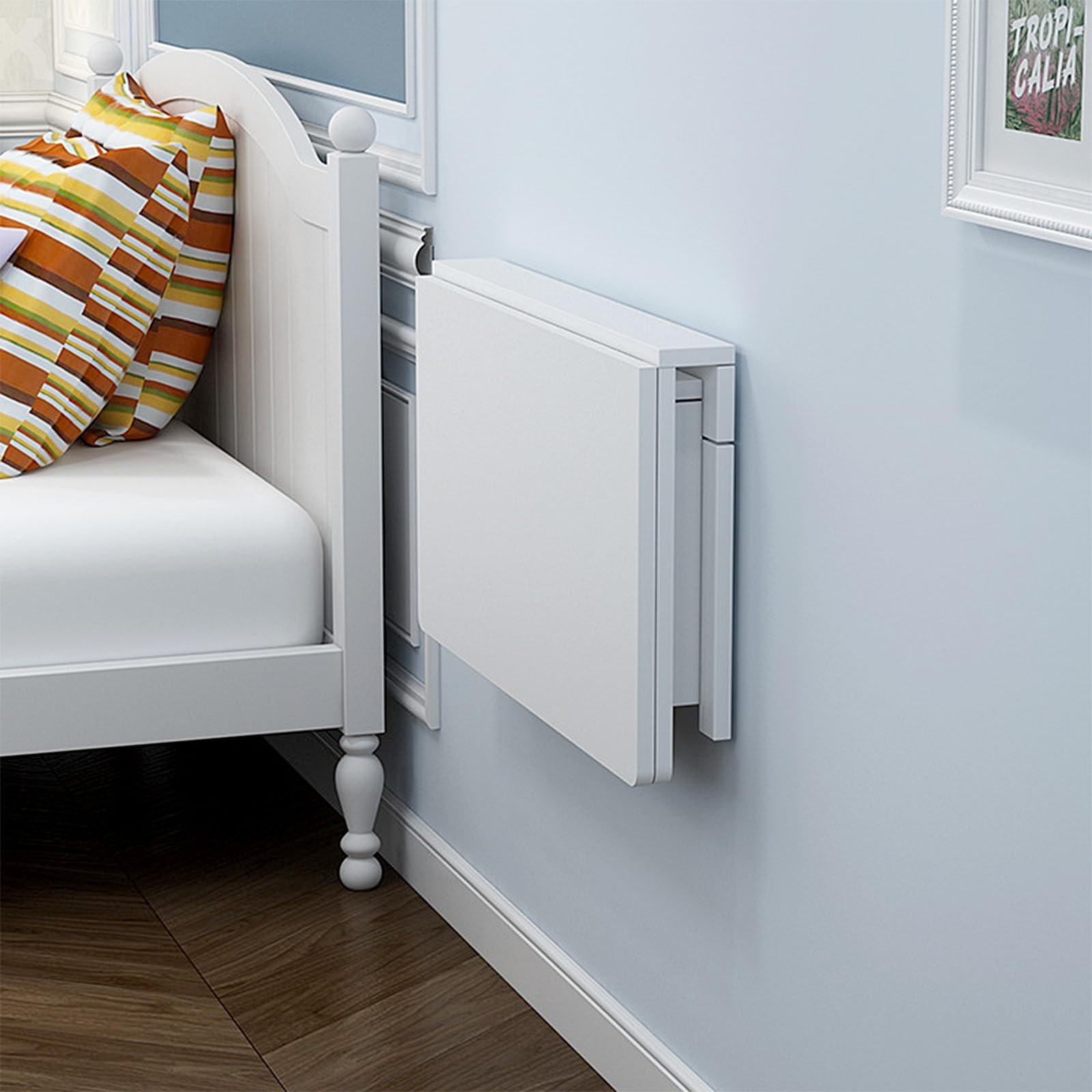 Wall Mounted Folding Table, 80x60cm, White, Space-Saving Design