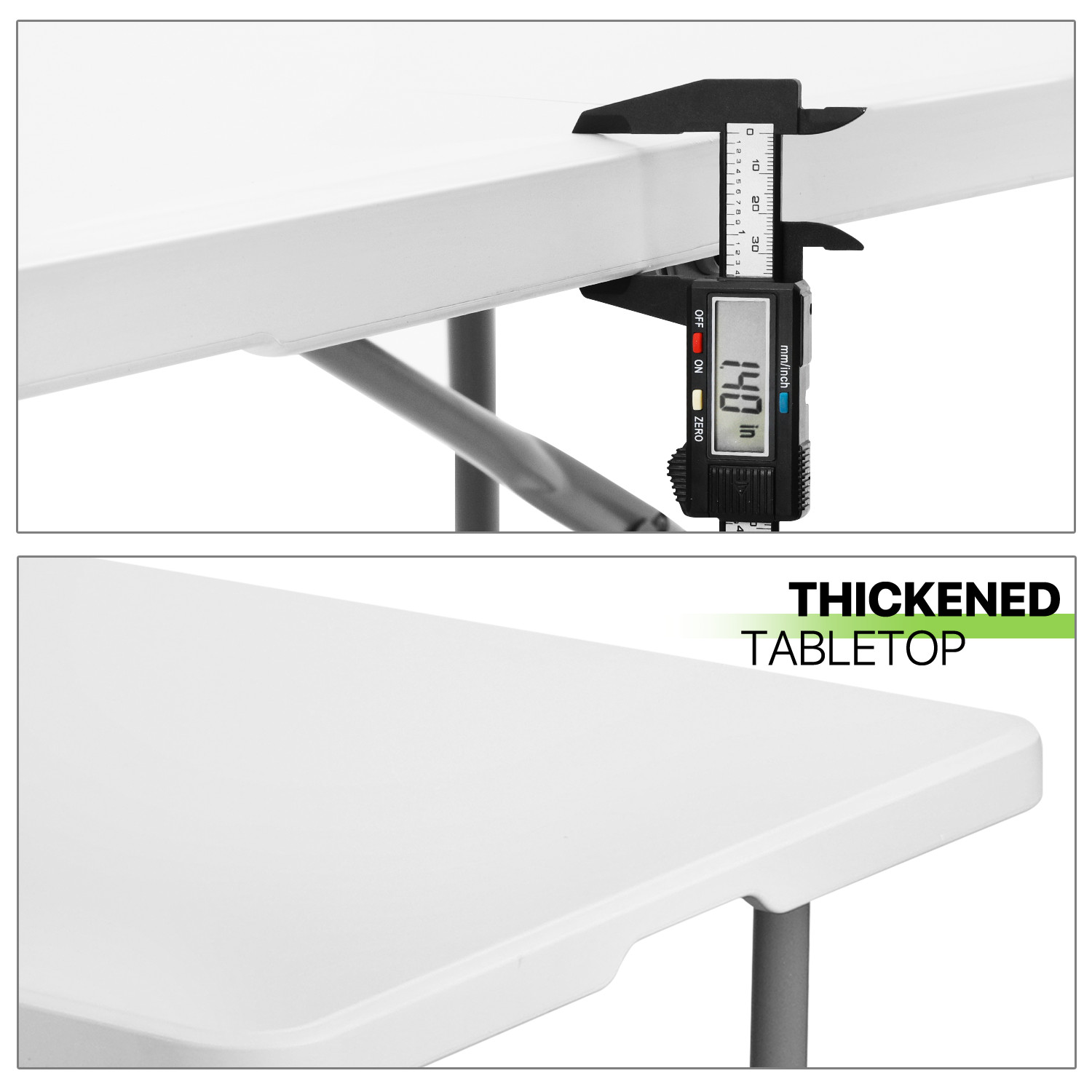 4 Ft White Portable Foldable Plastic Card Table Adjustable Foot Camp Picnic Desk