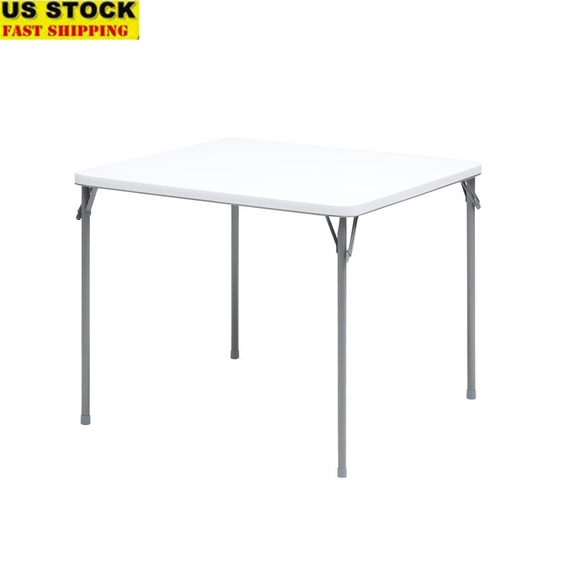 Foldable 34in Resin Plastic Card Table Indoor Outdoor Seats 4 Easy Clean New