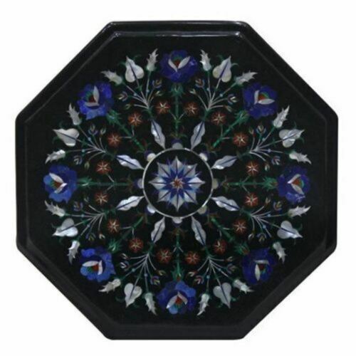 12″ Black Stone Inlay fine Marble Center Coffee Table Top Octagon Malachite o53
