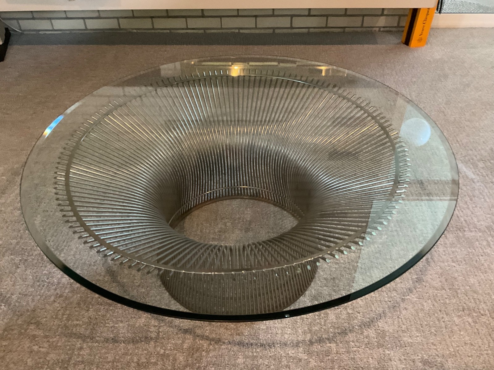 1970’s Warren Platner Nickel and chrome 36 in glass coffee table