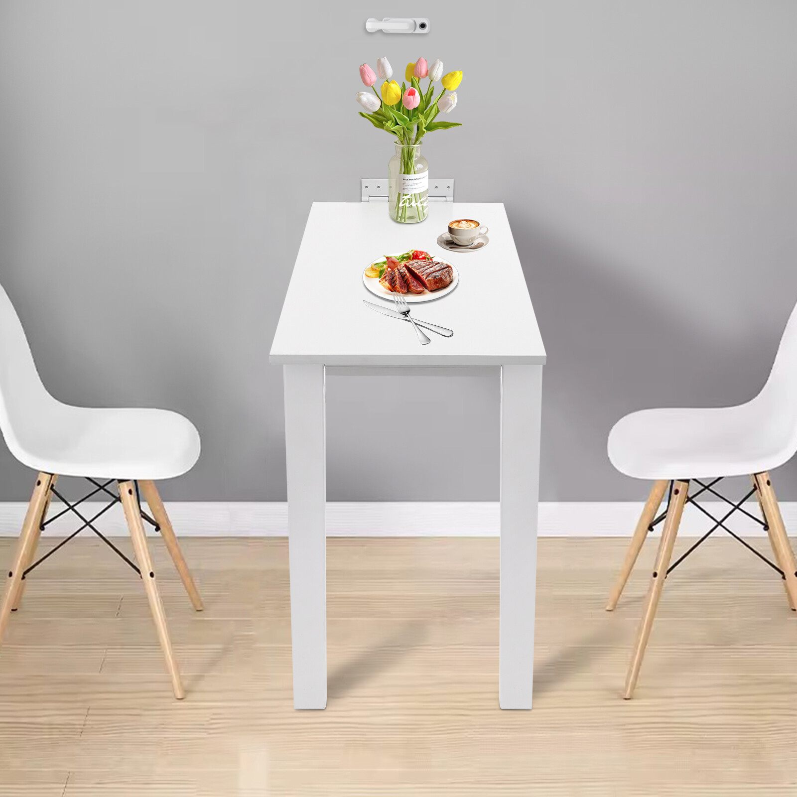 Modern White Wall Mounted Folding Table Wood Folding Dining Table Folding Table