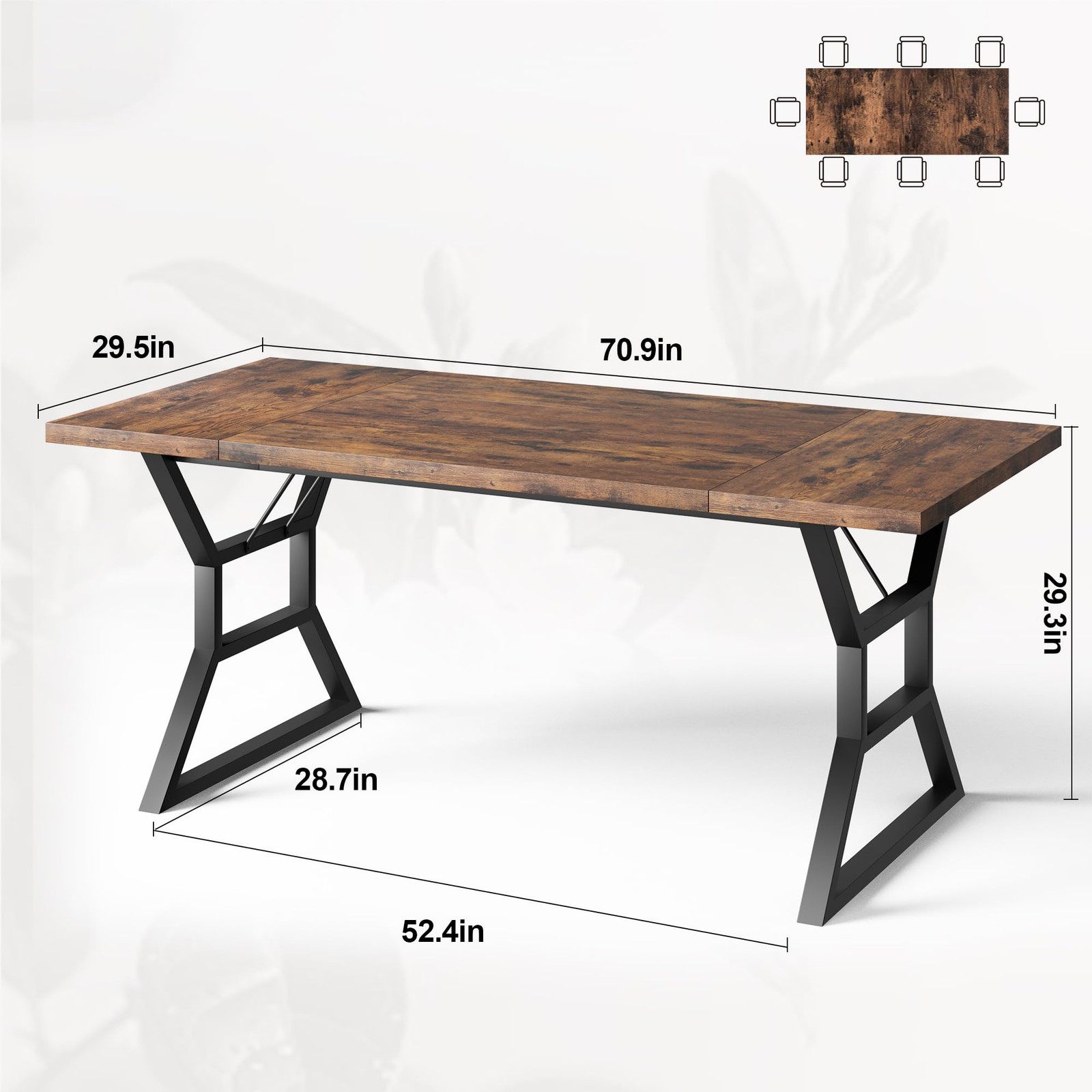 Farmhouse 70.9″ Dining Table for 6, Rectangular Wood Dining Tables, Rustic Ki…