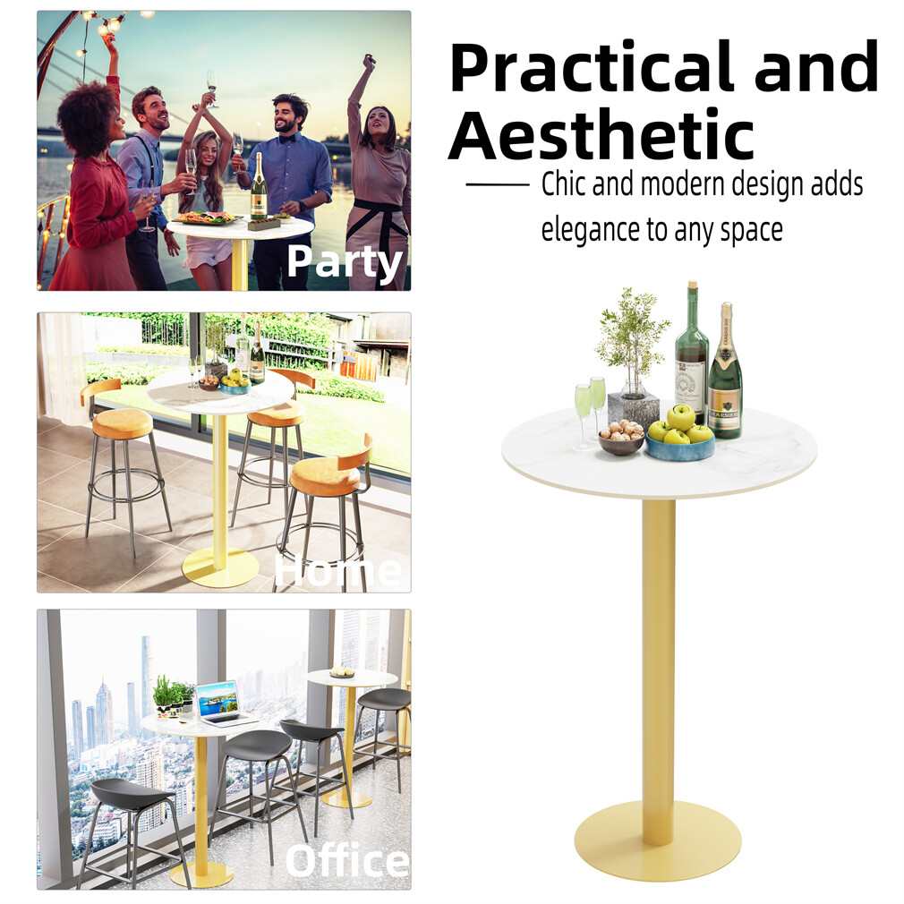 Unique Round Bar Table Sintered Tall Bistro Pub Table Dining Coffee Table 105cm