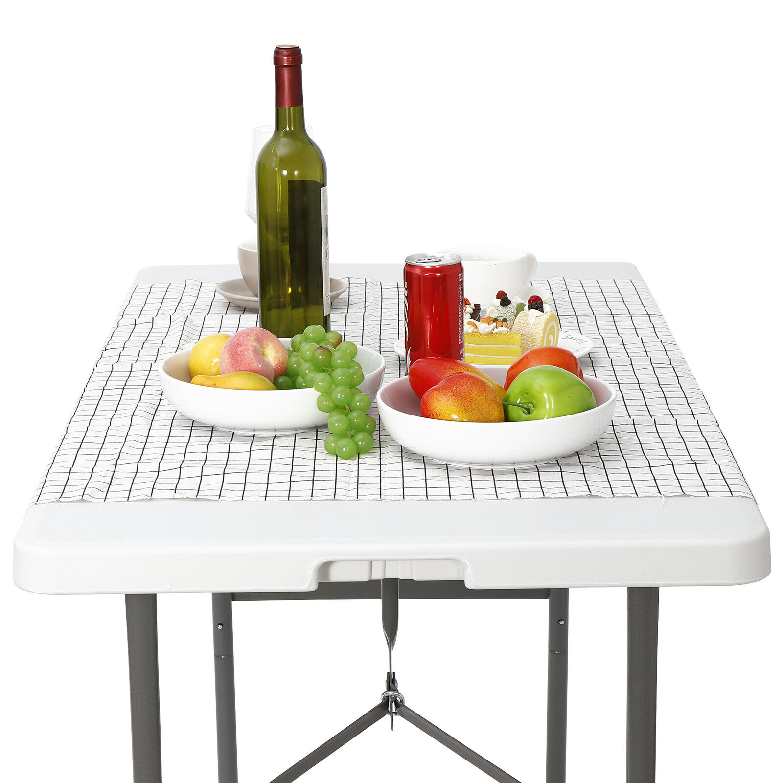 Portable 4FT Table Camping Desk w/Carry Handle Outdoor Use Picnic Party White