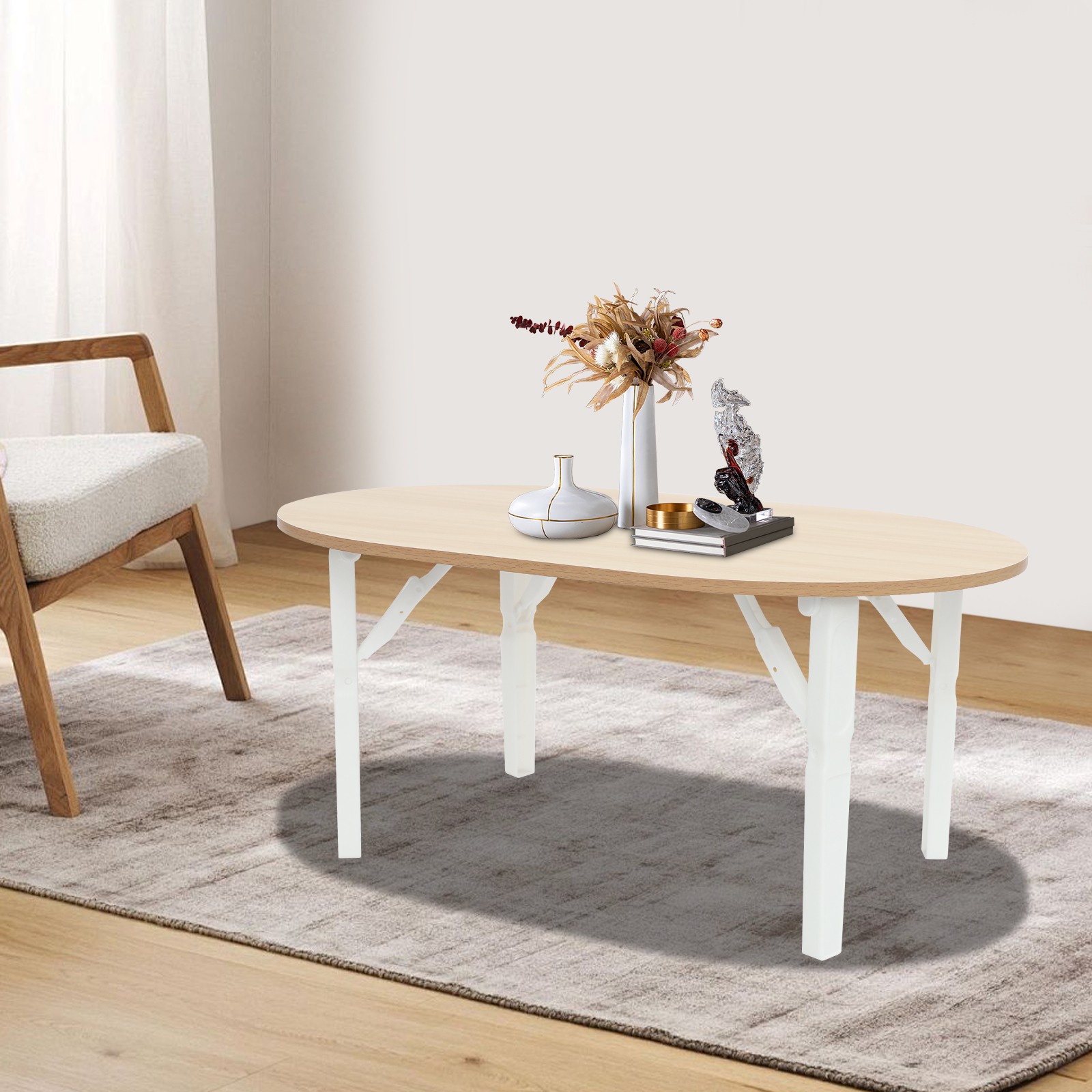 Max 44 lbs Coffee Table 80*48*36cm Foldable Small Table Portable Coffee Table