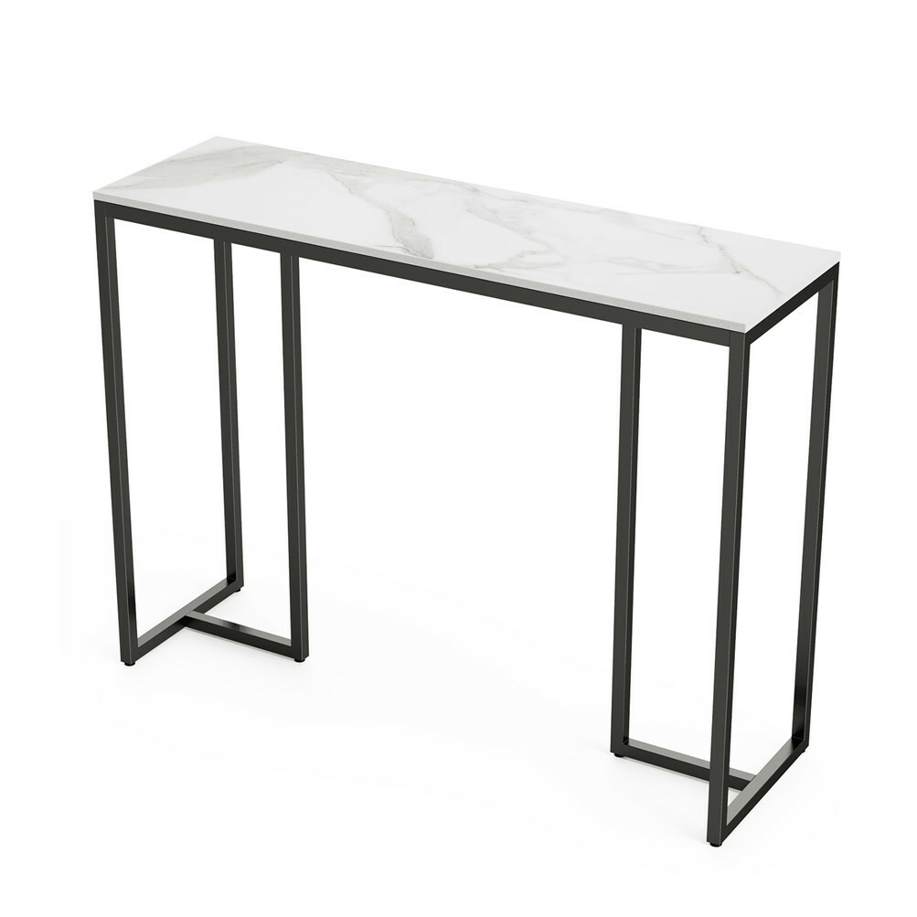 39.4″ Marble Console Sofa Entry Table w Metal Base for Living Room Hallway Foyer