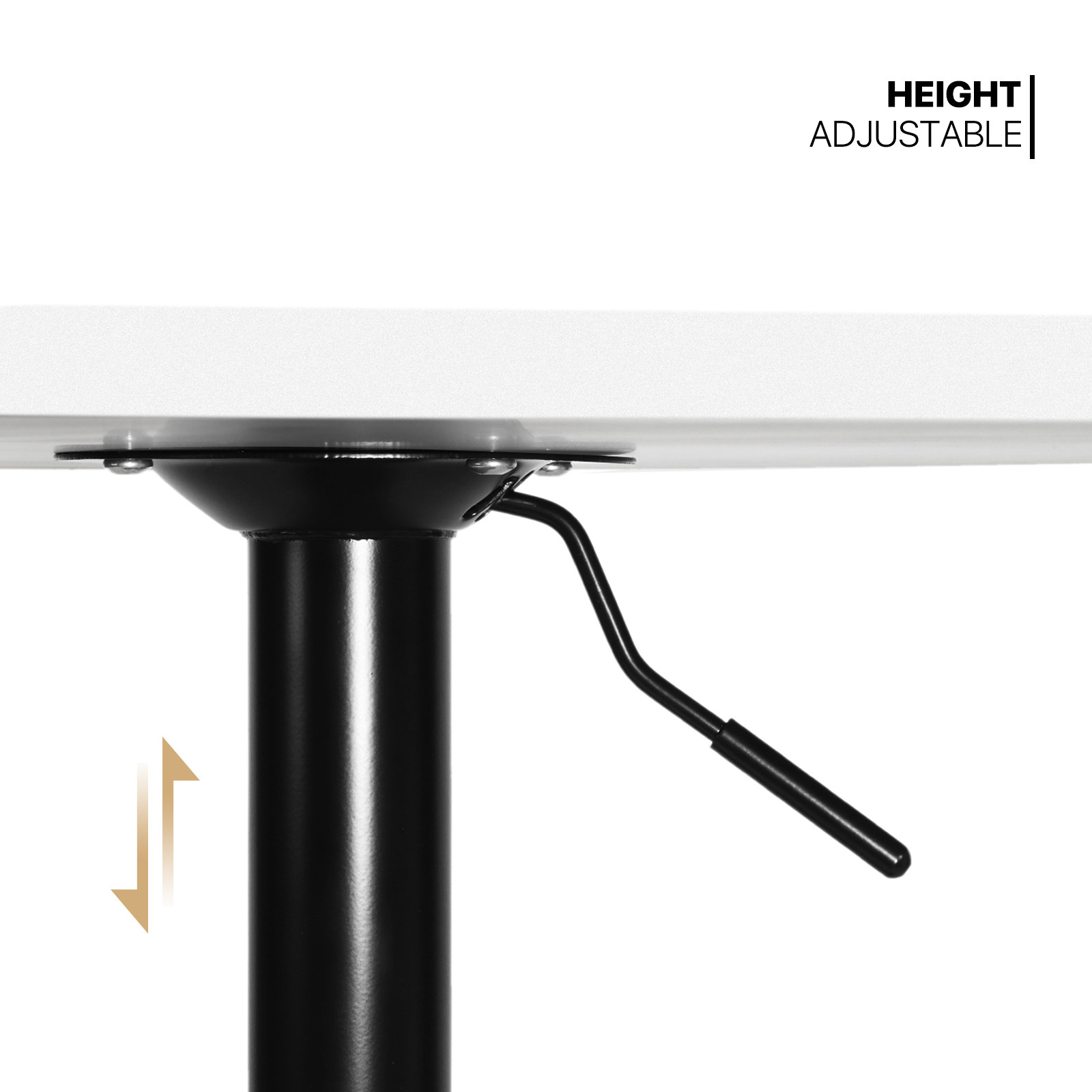 White Wooden Round Bar Pub Kitchen Table Adjustable Height Tabletop Chrome Base