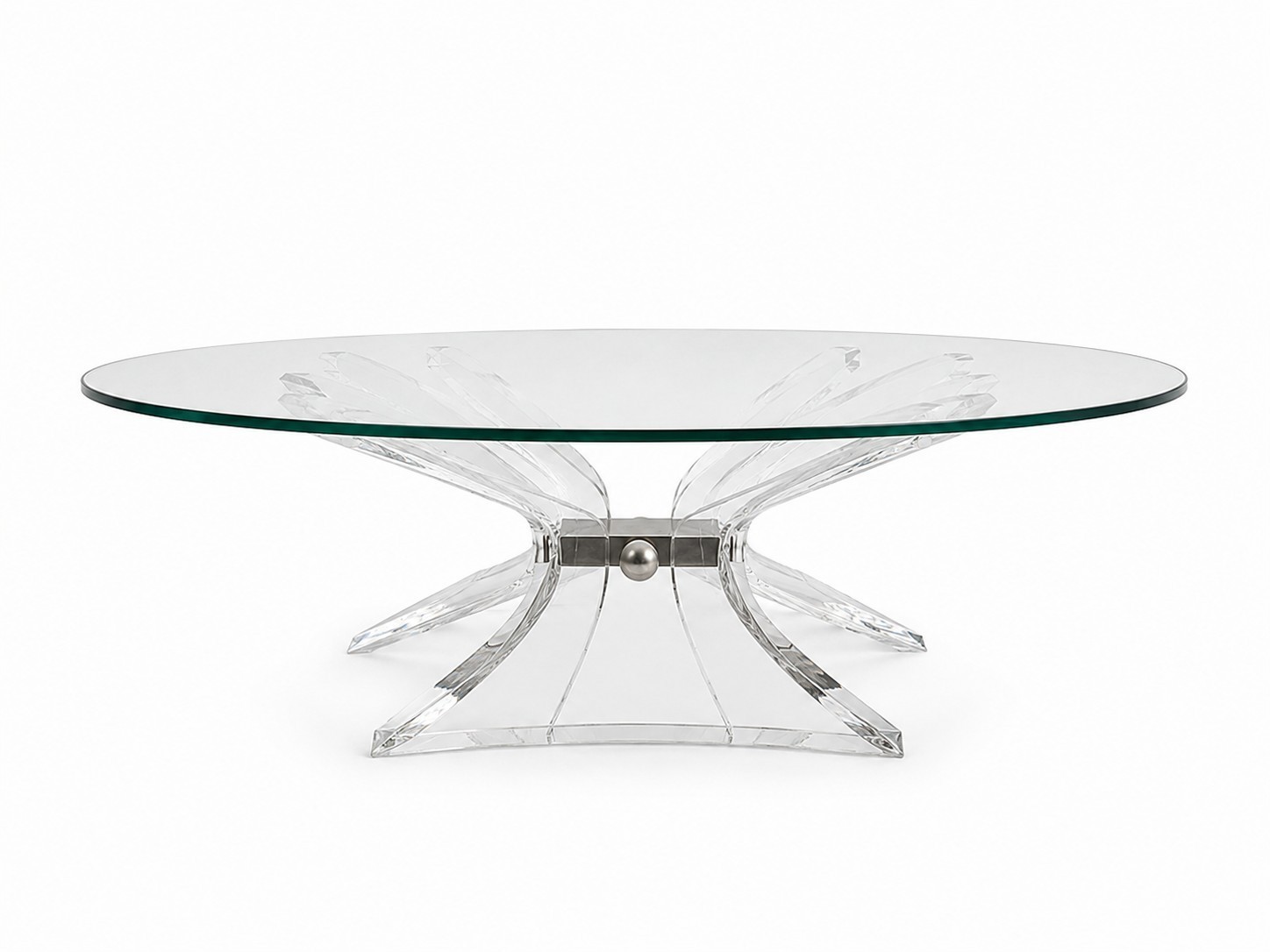 Vintage Lucite Glass Cocktail Coffee Table Hollywood Regency Postmodern 36”