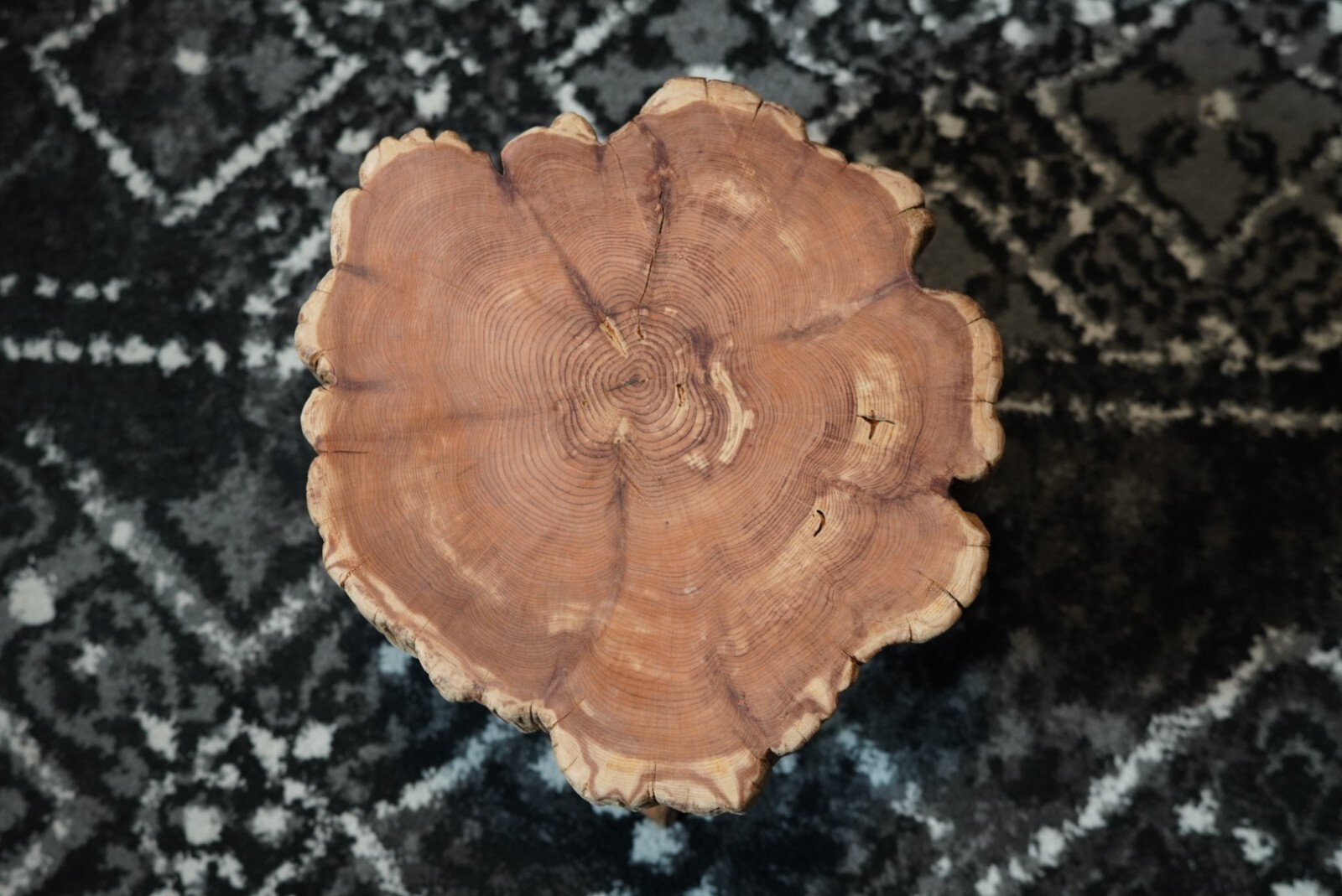 hand crafted end taHandmade Natural Red Cedar Side Table with Stick Legsble 