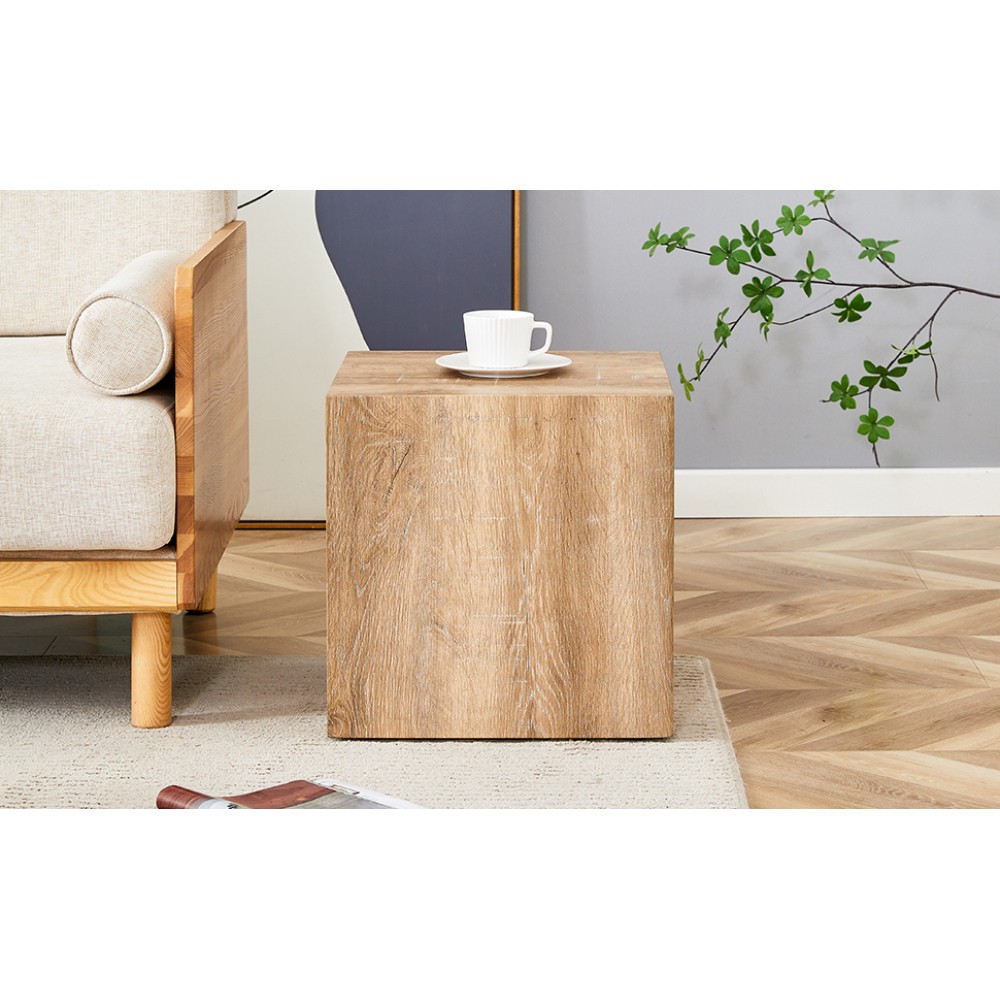 Modern Square MDF Coffee Table, Light Wood Texture, Minimalist Design