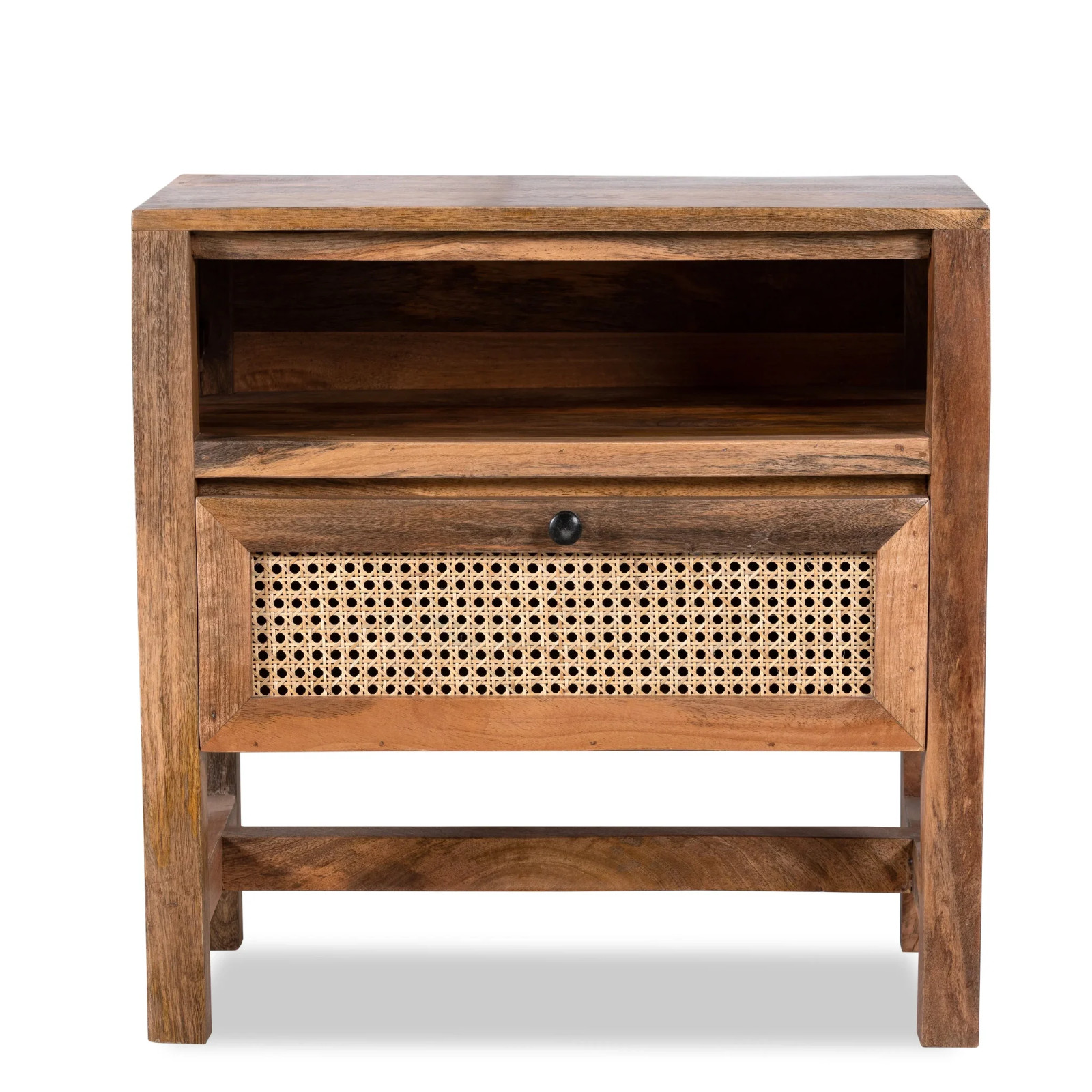 Artisan Handmade Bedside Table Solid Wood Hand Carved 23.6 × 15.7 × 23.6 inches