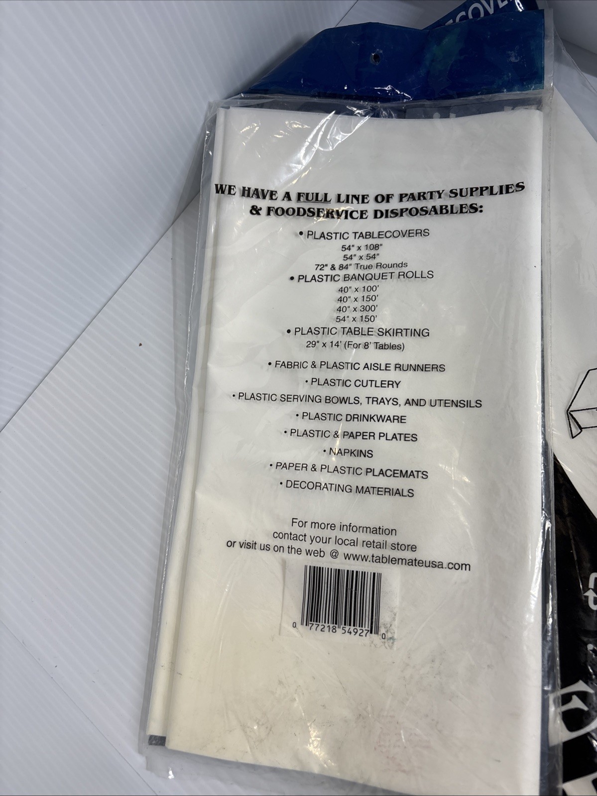 Tablemate 549WH Plastic 54″ x 108″ Table Set Rectangular Table Cover (2/PK) (h)
