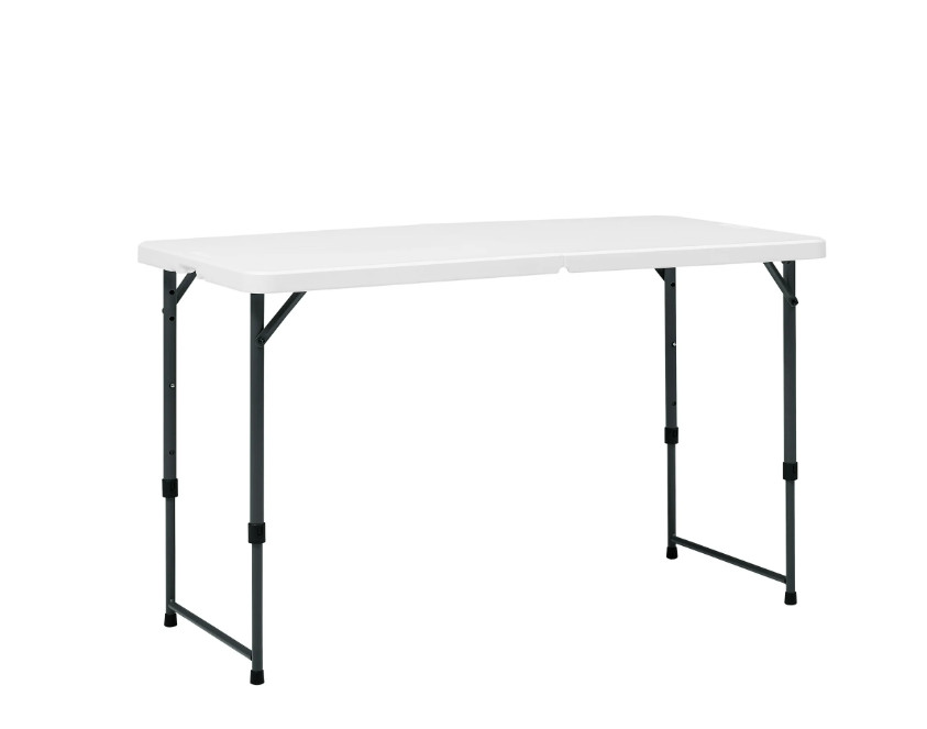 4 Ft Adjustable Height Folding Plastic Table, White Utility Table