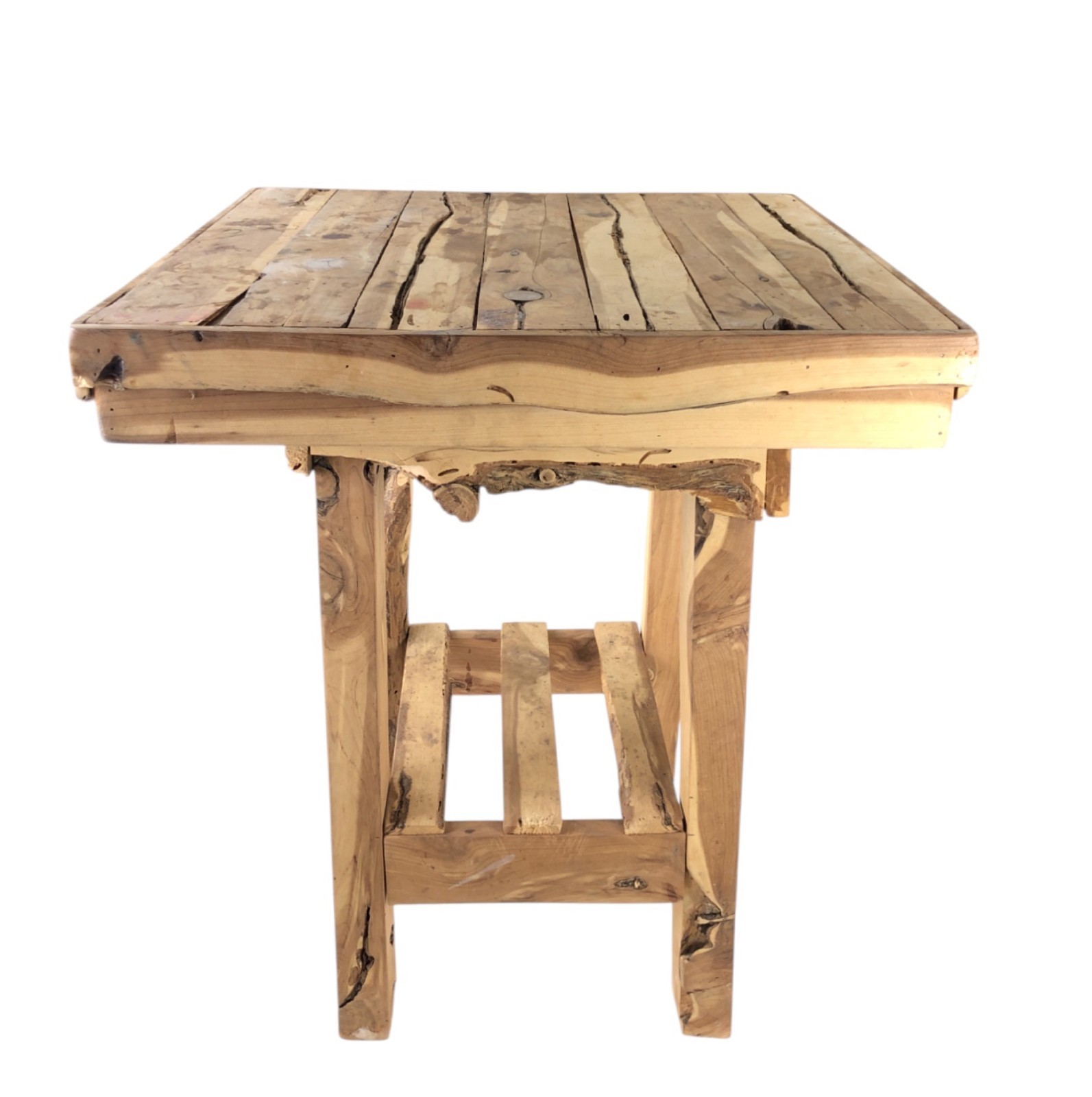 Rough Hewn Hand Made Solid Wood Square Table