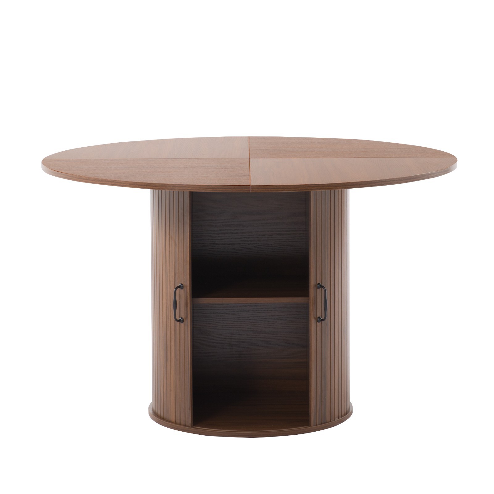 Extendable Round Dining Table Walnut Oval Kitchen Table Seats 4-6