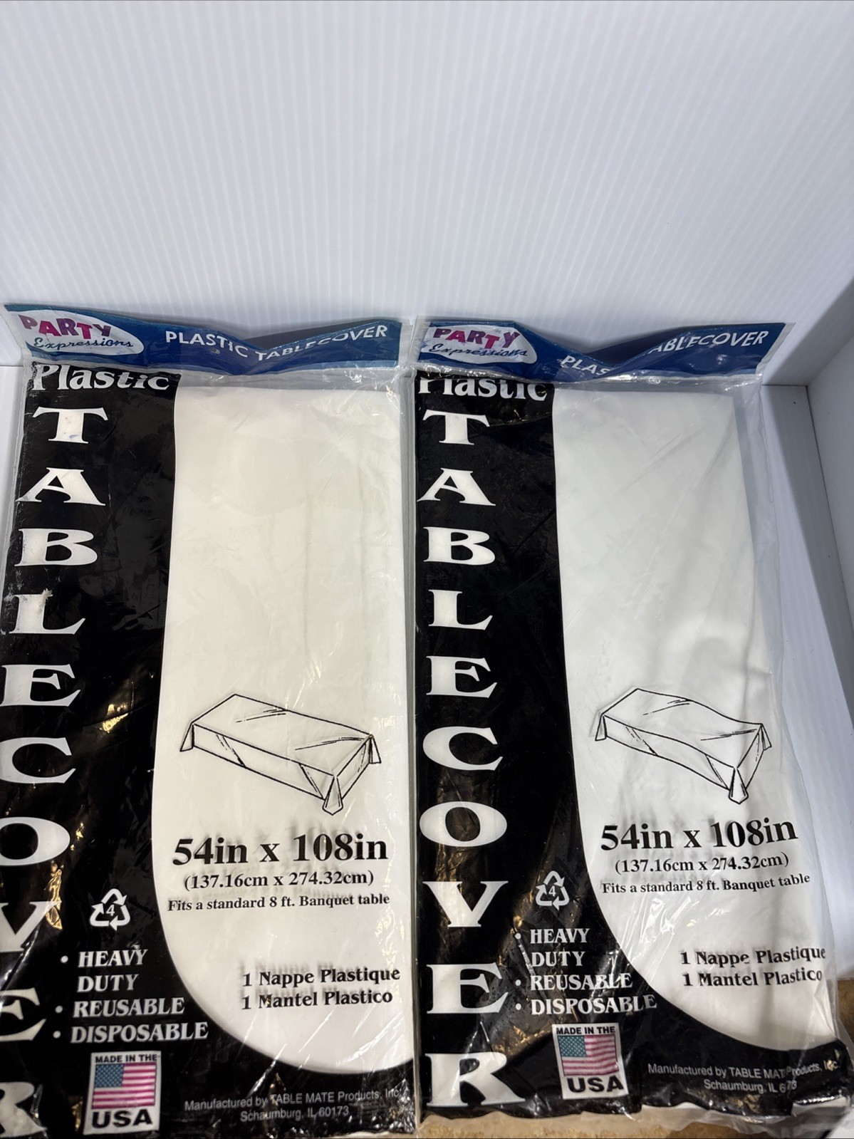 Tablemate 549WH Plastic 54″ x 108″ Table Set Rectangular Table Cover (2/PK) (h)