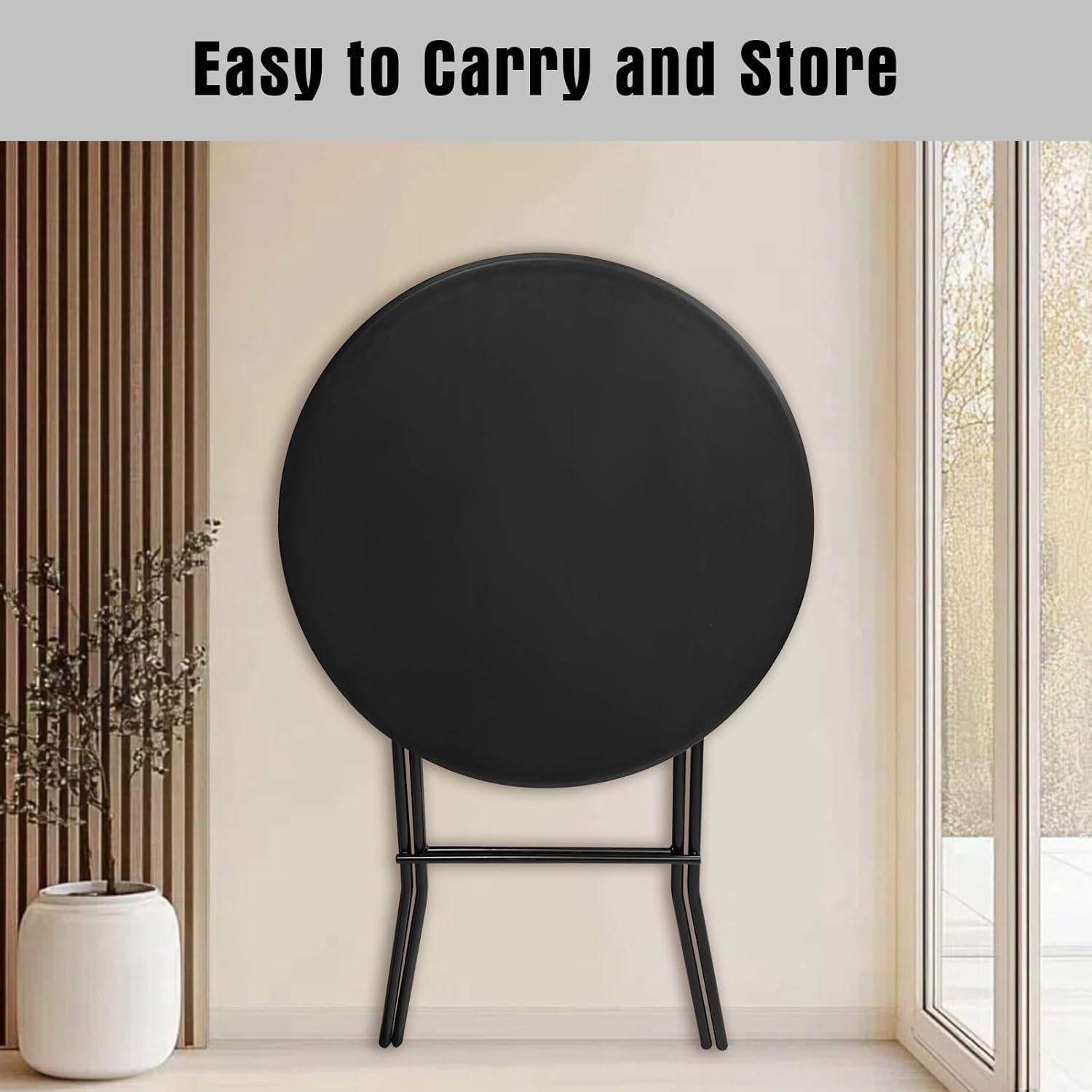 32in Cocktail Table Folding Round High Top Foldable Bar Height Table Partiy