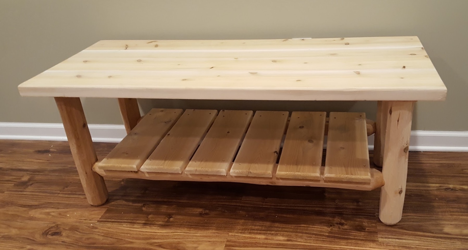 Handcrafted White Cedar Log Coffee Table-Free Shipping/Solid Wood/Made in USA