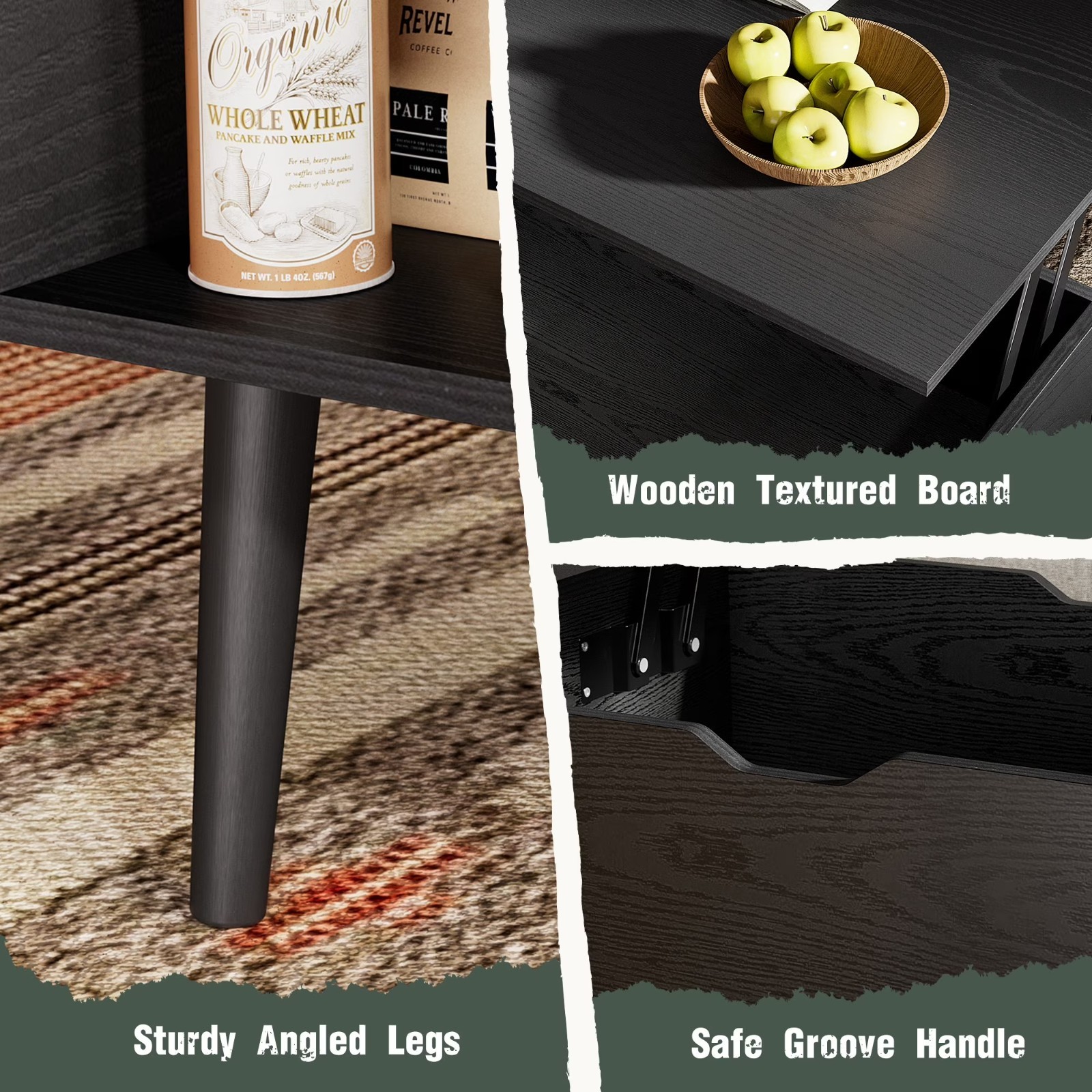 Gianna 39.4″Lx19.6″Wx17.4″H Wood Lift Top Coffee Table with Hidden Compartment