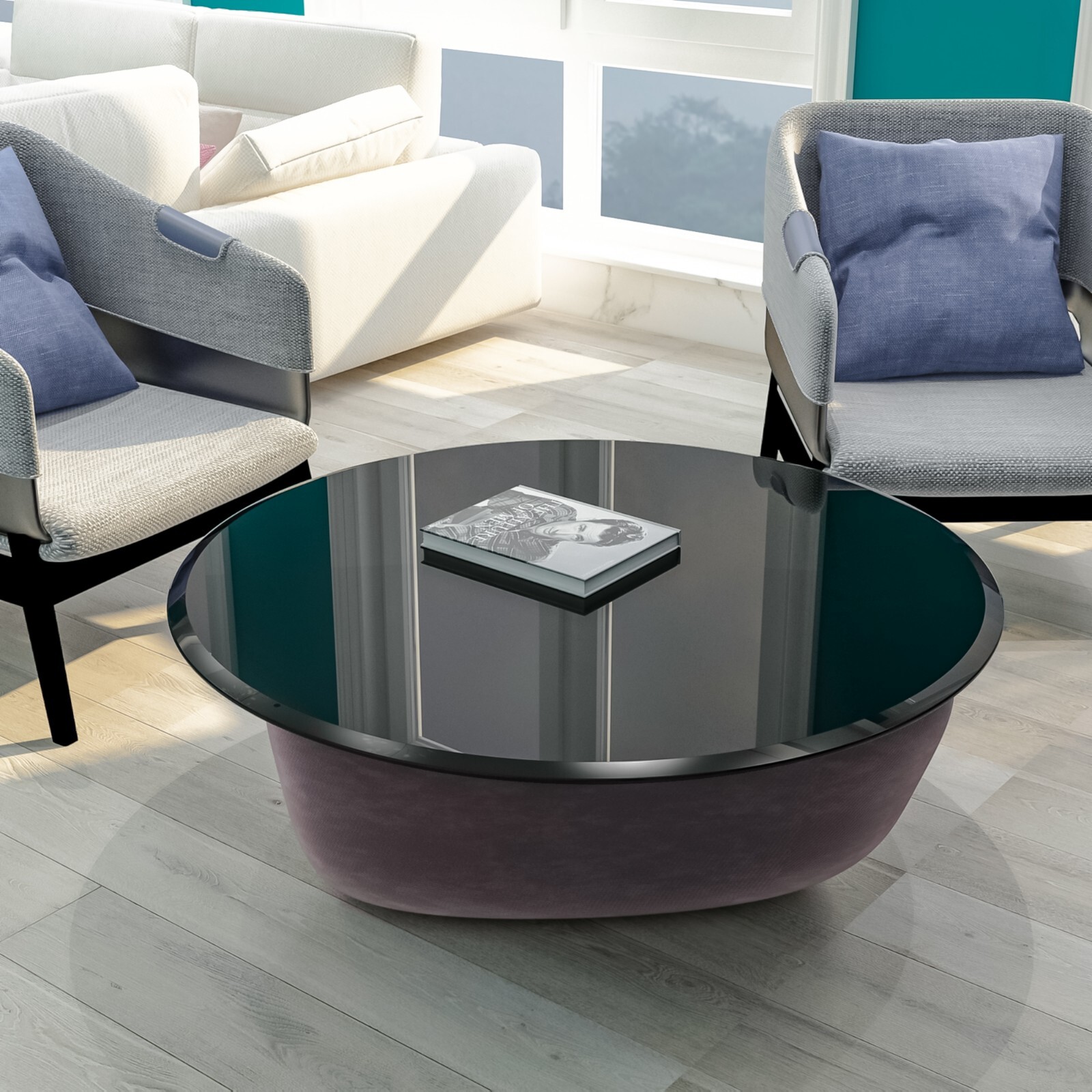 Round Black Tempered Glass Table Top 2/5” 3/8″ Thick Beveled Polished Edge