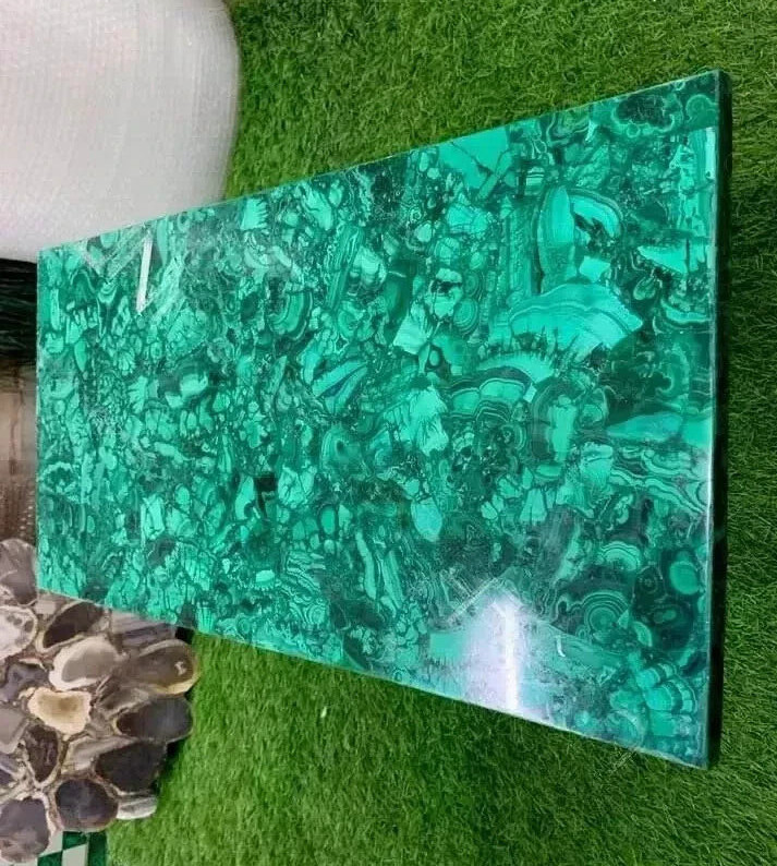 Rectangle Malachite Stone Dining Table Premium Design Counter Slab Furniture Dec