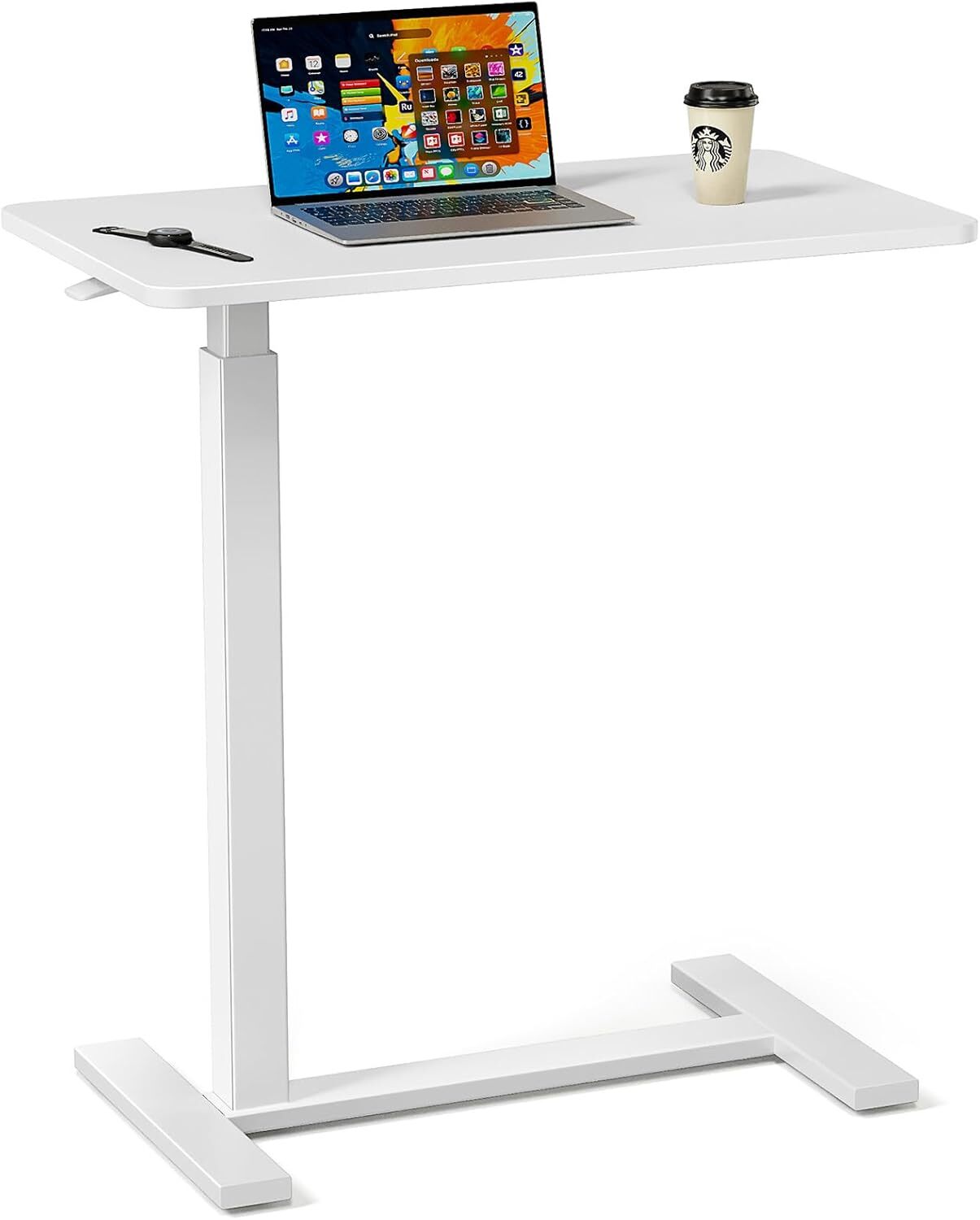 Overbed Bedside Table with Wheels Adjustable Hospital Home Use Bed Laptop Table