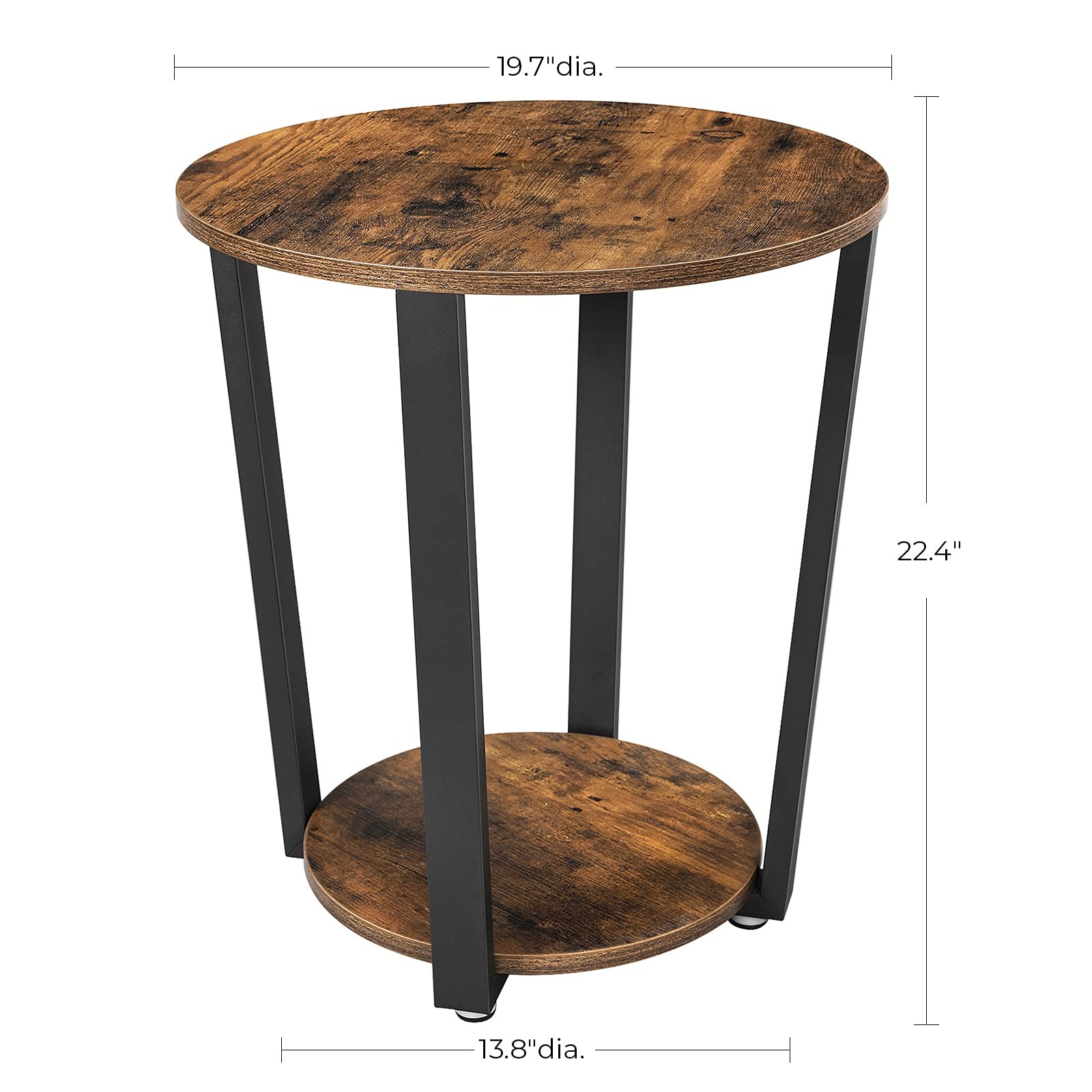 VASAGLE Round Side End Table, 2-Tier Accent Bedside Table with Storage Shelf,…