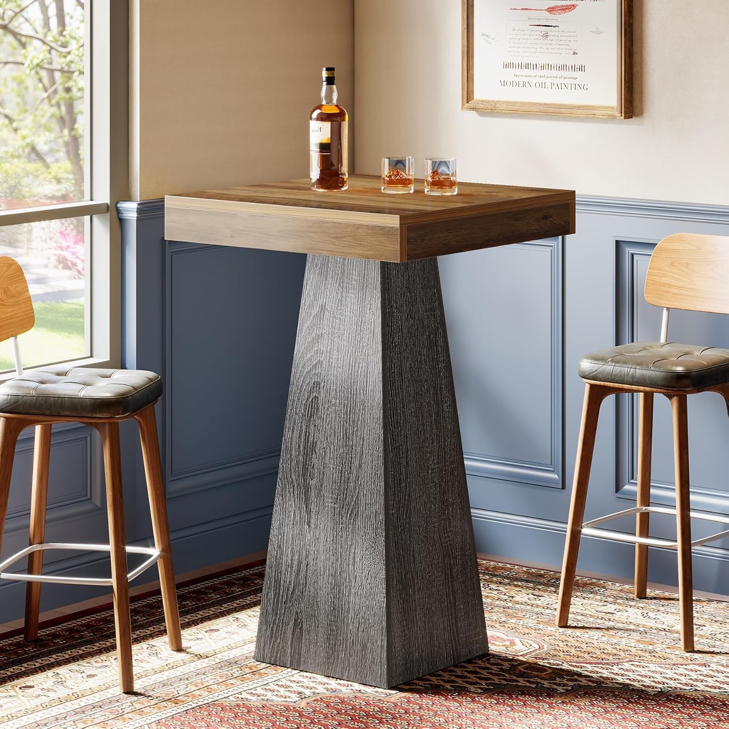 39.96″ Bar Table for Small Space Home Bar Small Square High Top Unit for Kitchen