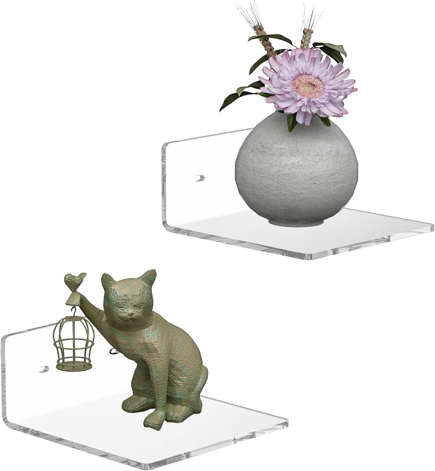 6 Inches Acrylic Small Wall Shelves 2 Pack, Floating Shelf for 6 Inch, Clear