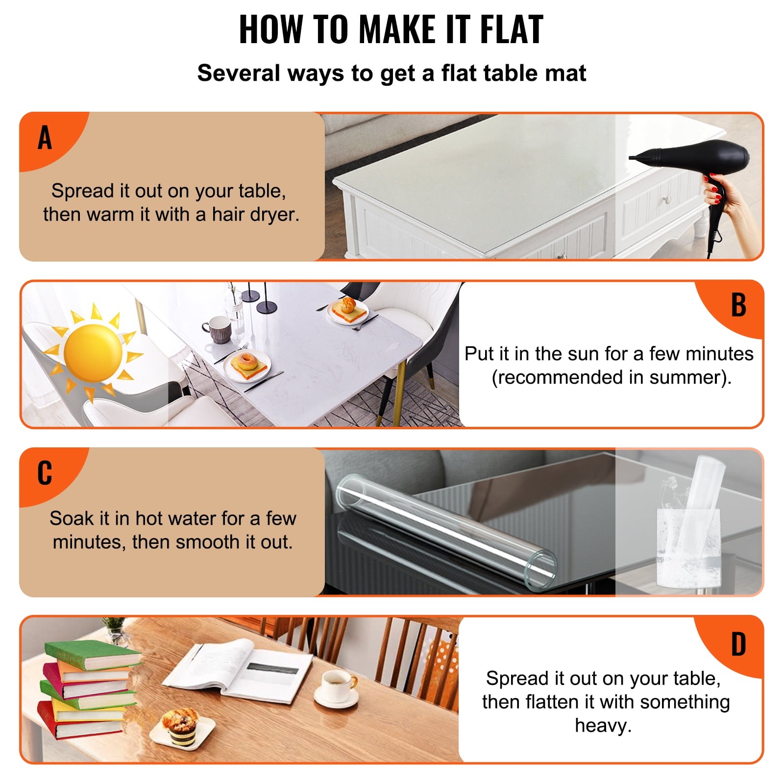 PVC Table Protector 42″x96″x0.08″ Clear Water & Oil Resistant Dining & Coffee