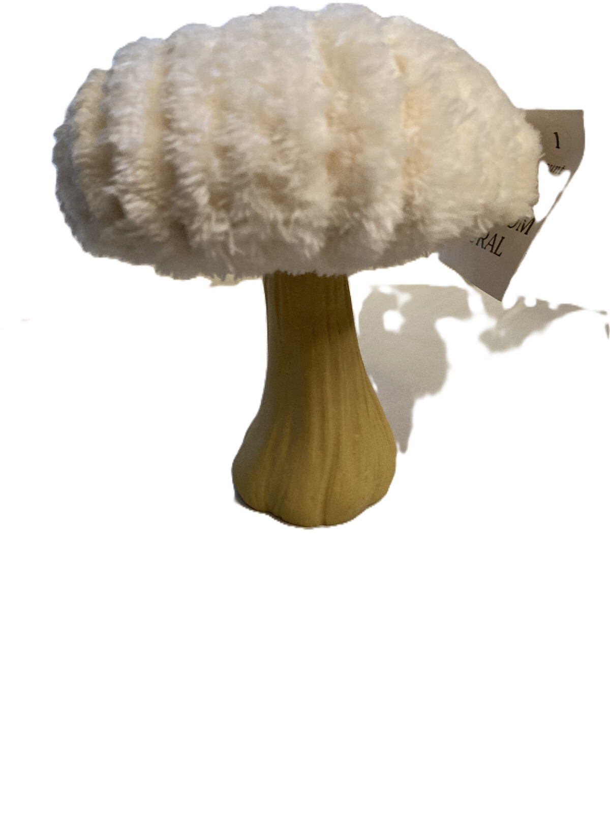 mushroom home decor 5inhes tall 4 in around white top stands on table top